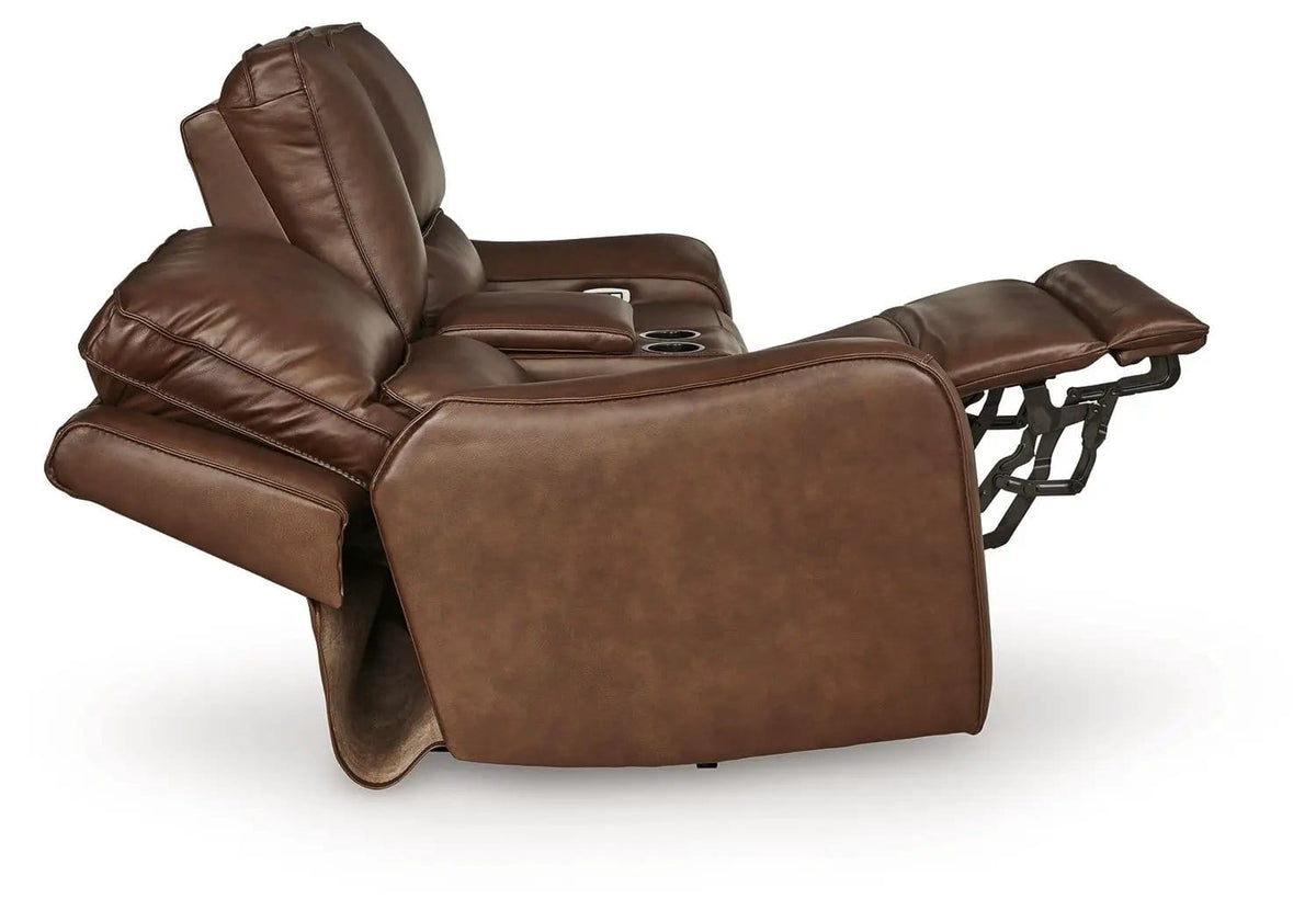 DeepWakes Power Reclining Loveseat / Console / Adjustable Headrest | 2 Pieces | Leather | Living Room