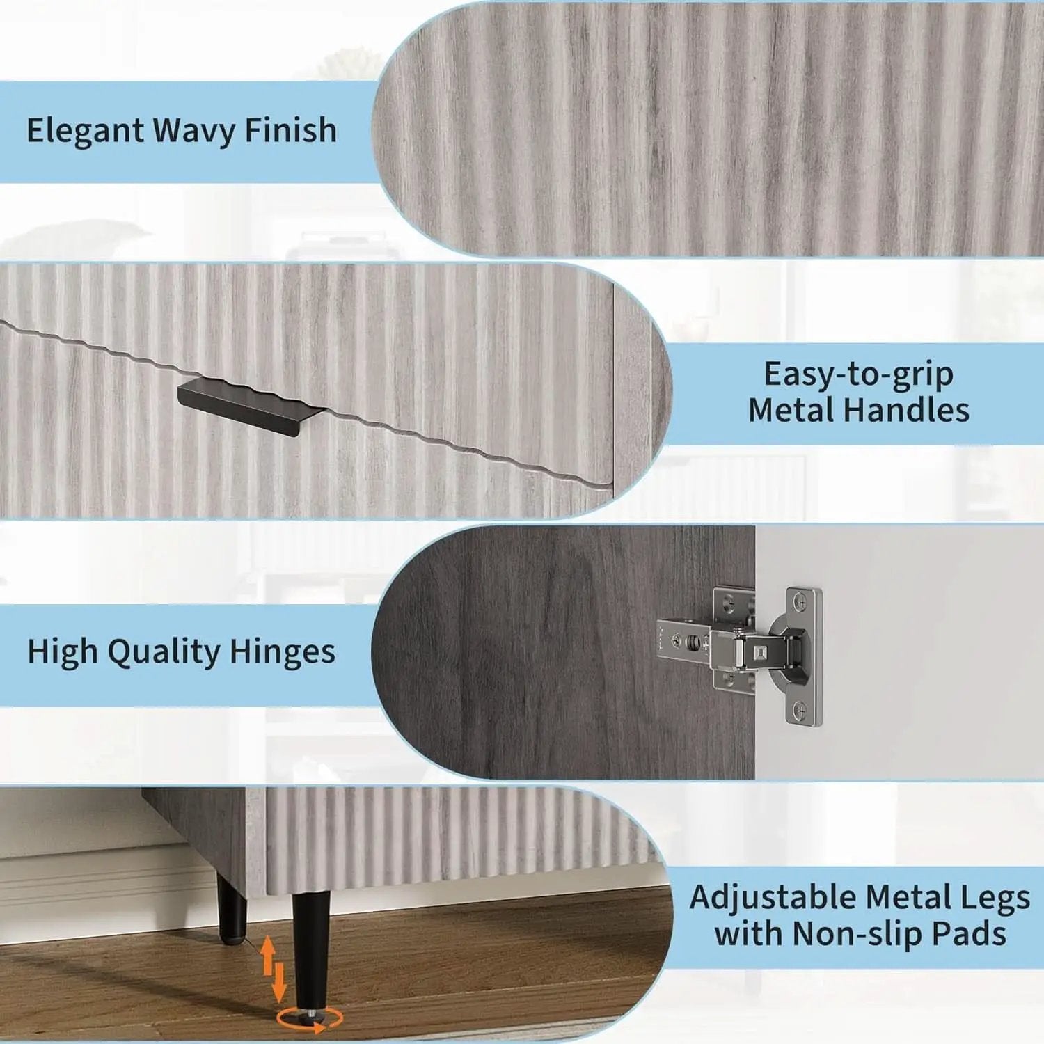 Grey Sideboard Cabinet With 2 Drawers For Dining Room from PriceLows™
