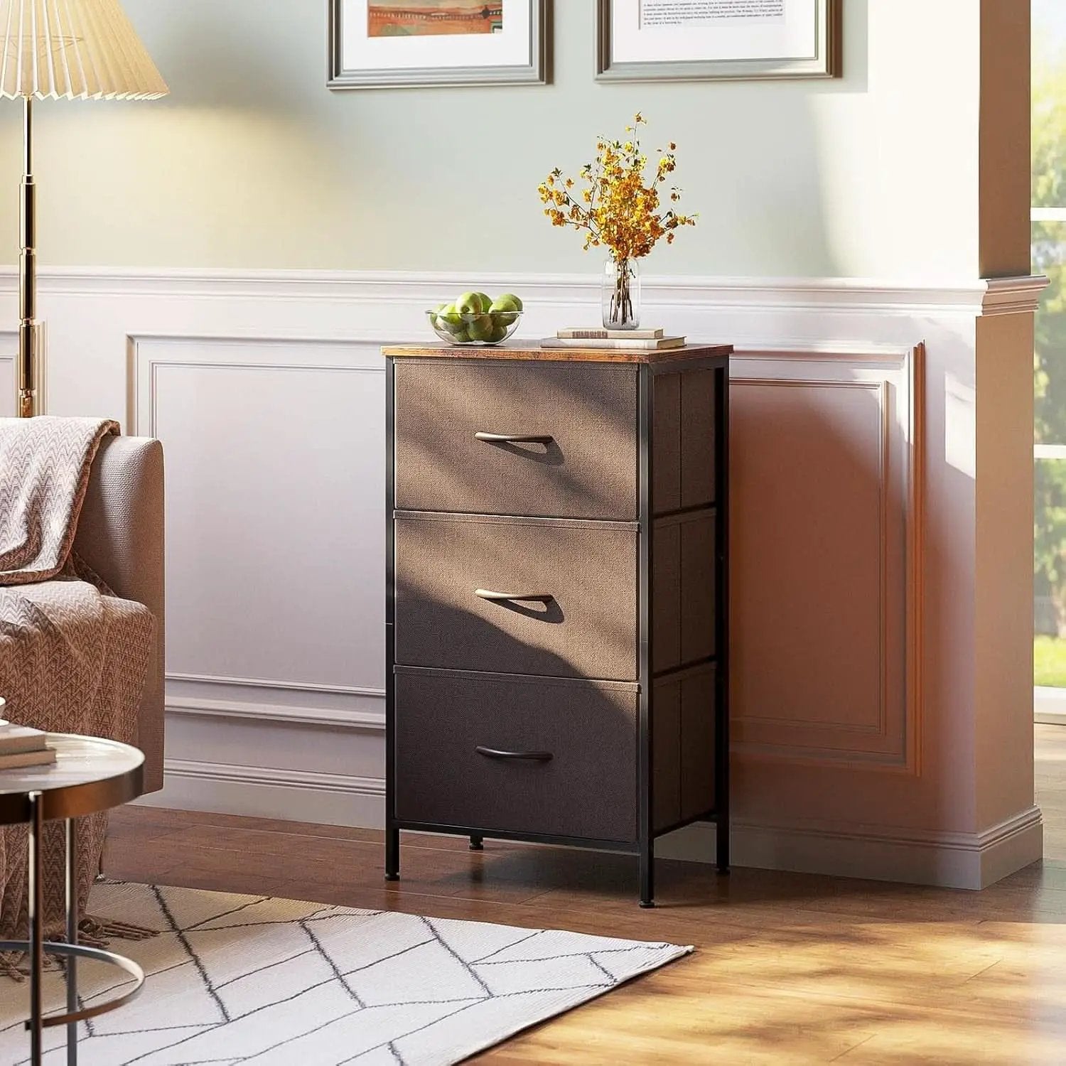 Small Brown Dresser With Three Drawers For Bedroom from PriceLows™