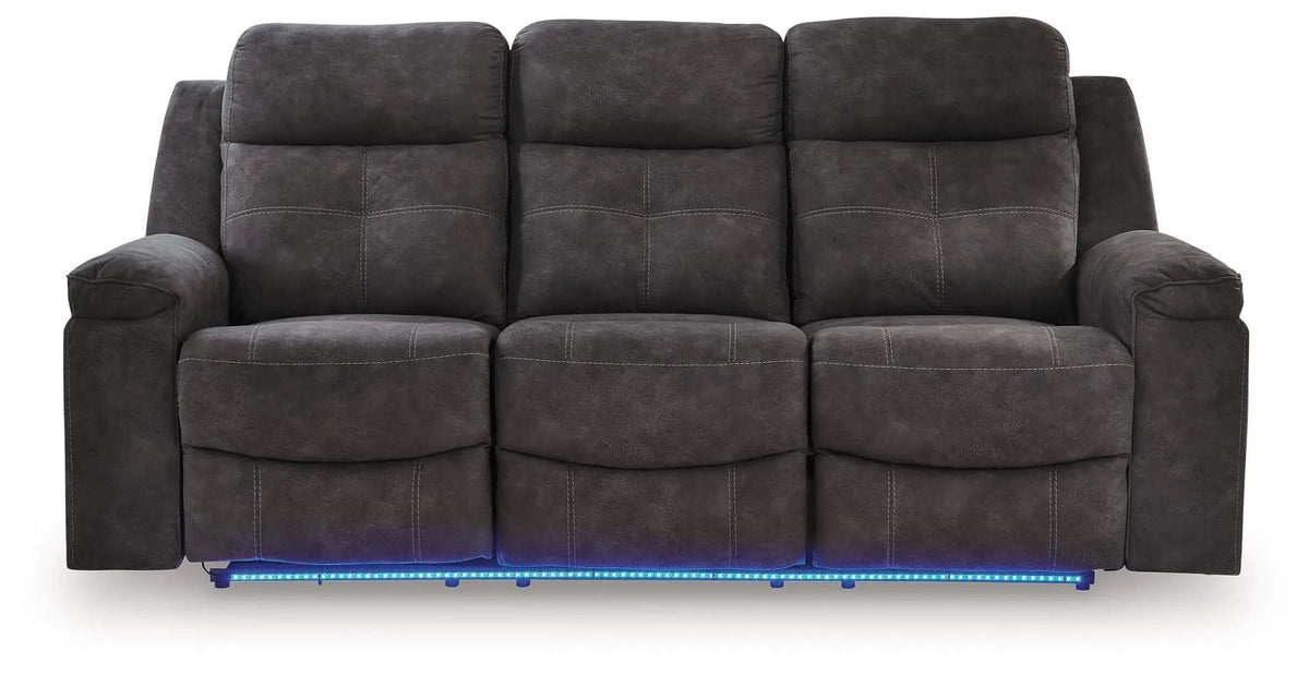 Brysonview Reclining Sofa | 87 x 40 x 41 in | Faux Leather & Metal | Charcoal