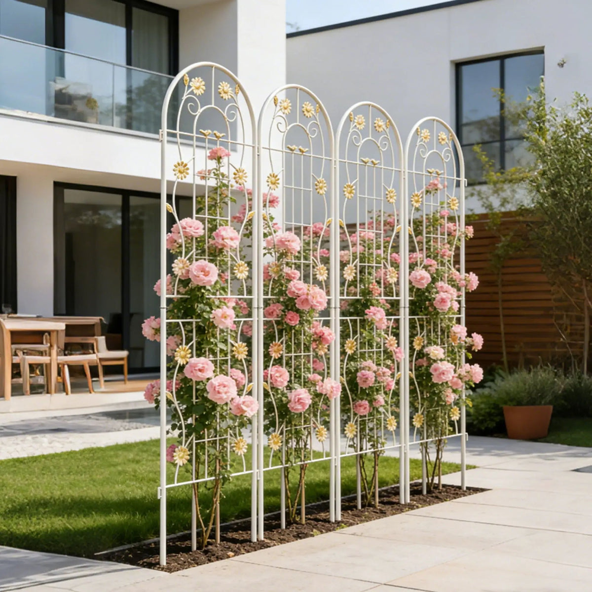 Metal Garden Trellis | Galvanized Steel | Powder Coated | 4 Piece Set