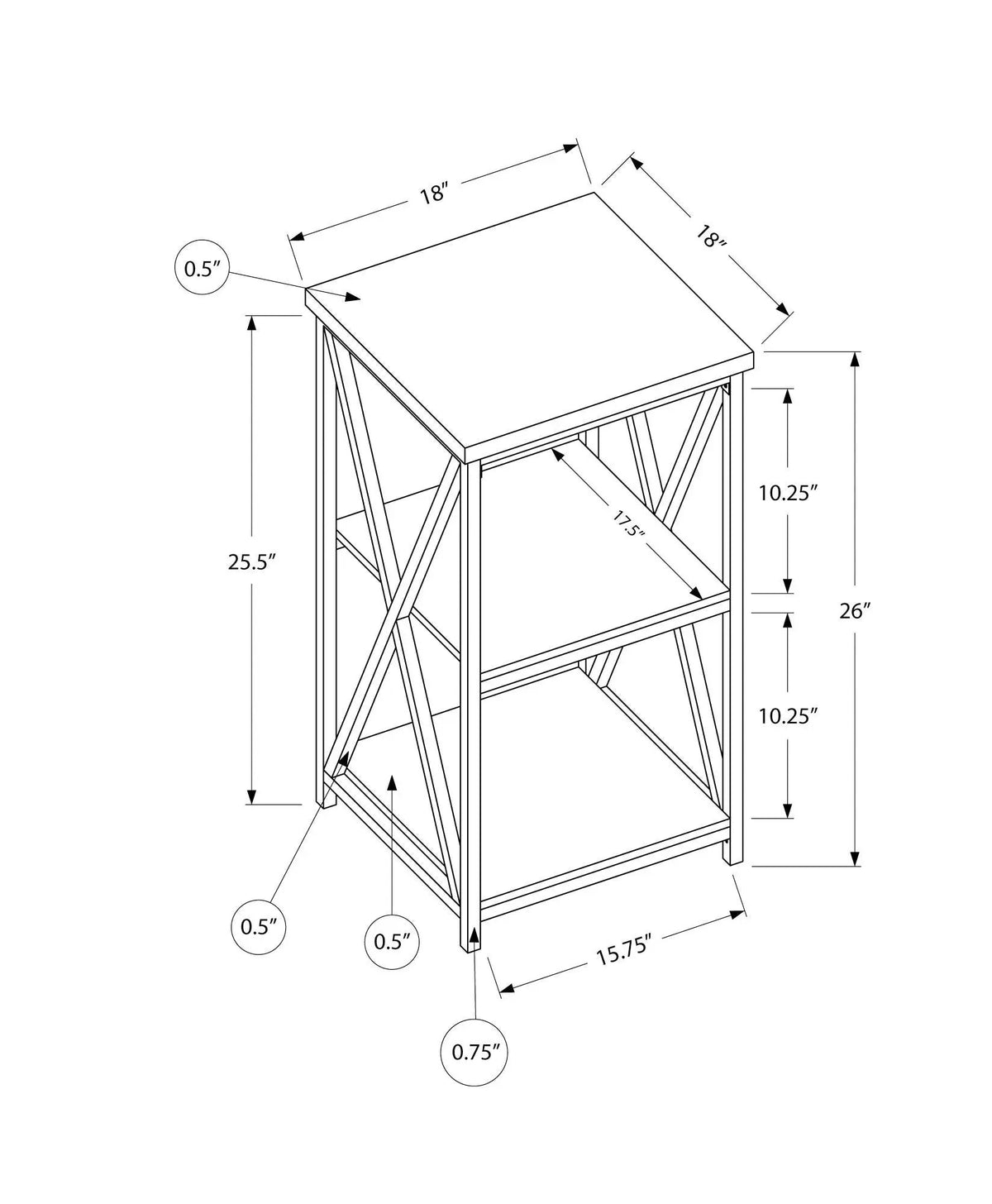 3-Tier Accent Table | Marble Look | Square Tabletop | Contemporary Side Table