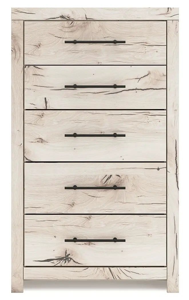 Lawroy Five Drawer Chest | 31.73 x 15.31 x 54.02 in | Engineered Wood & Linen | Light Natural