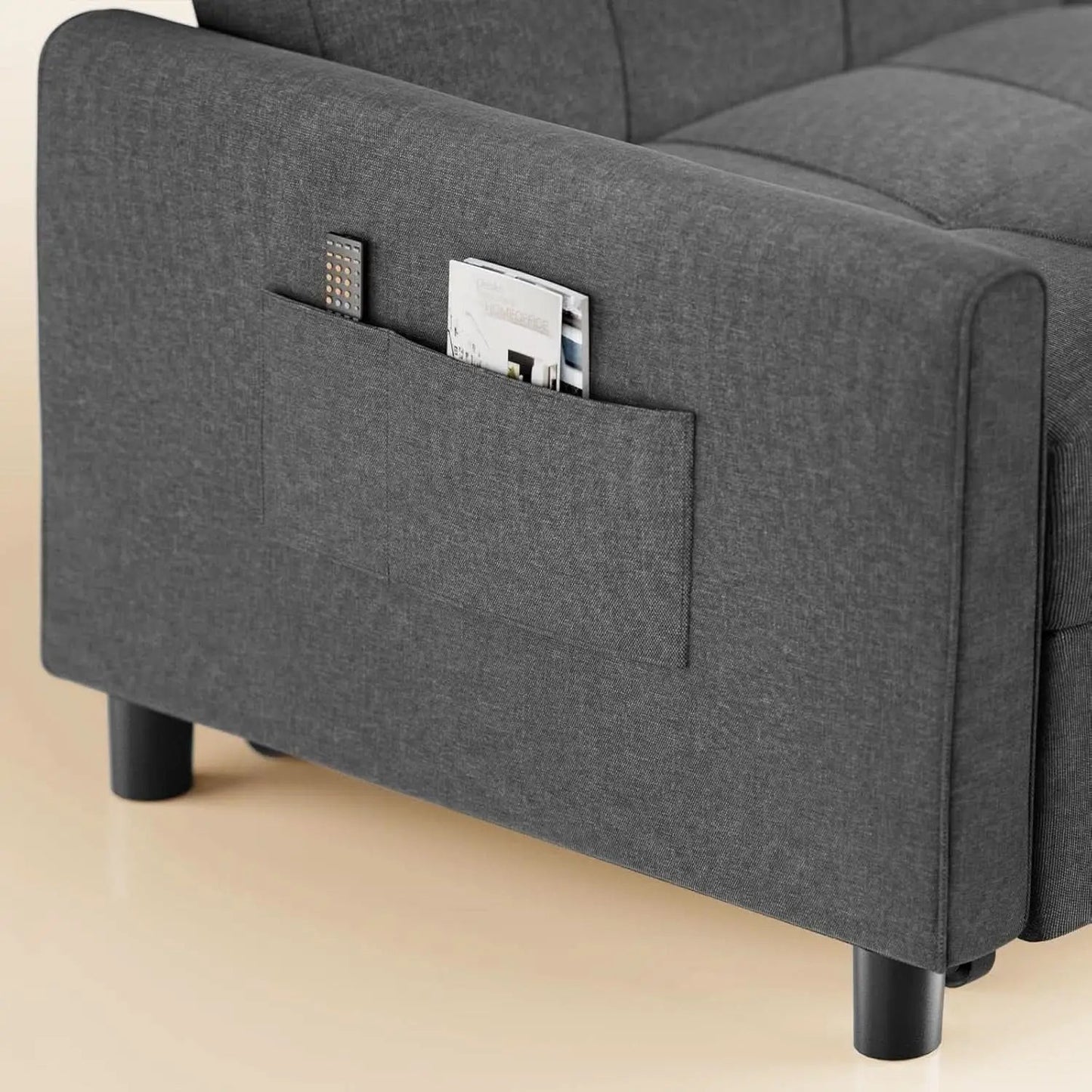 Dark Gray Sleeper Chair Bed Three In One Convertible Modern Linen Fabric Sofa from PriceLows™