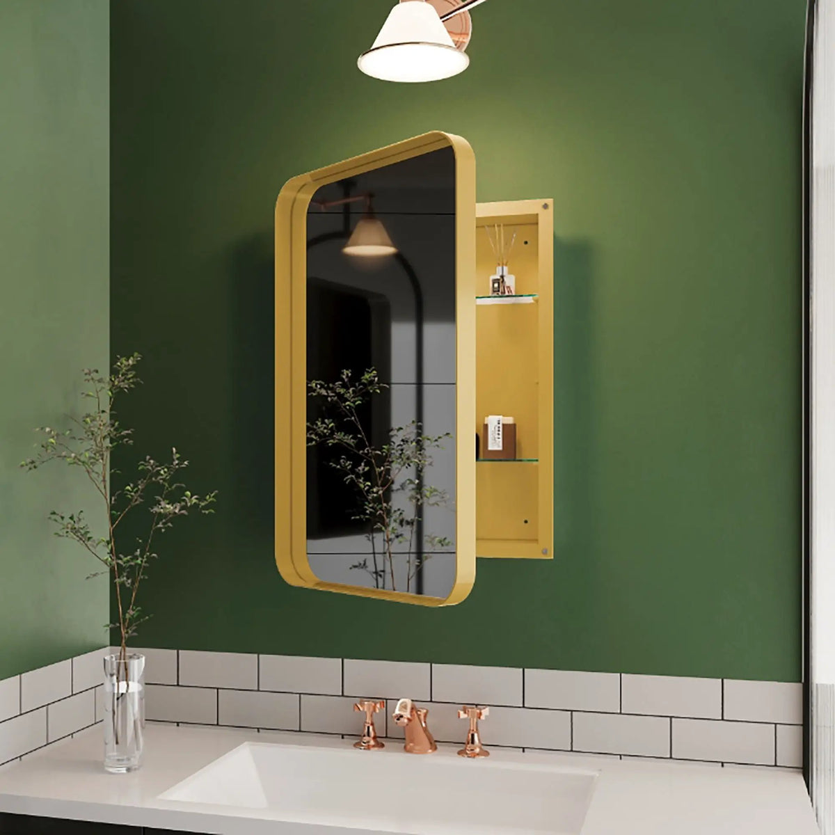 Recessed Medicine Cabinet | Metal Frame | Mirror | Adjustable Shelves