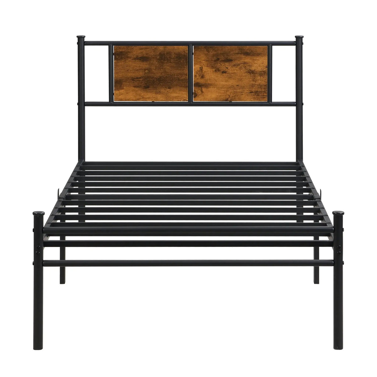 Modern Metal Bed Frame | Wood Panel Headboard | 10.8 Inch Under Bed Storage | Steel Structure