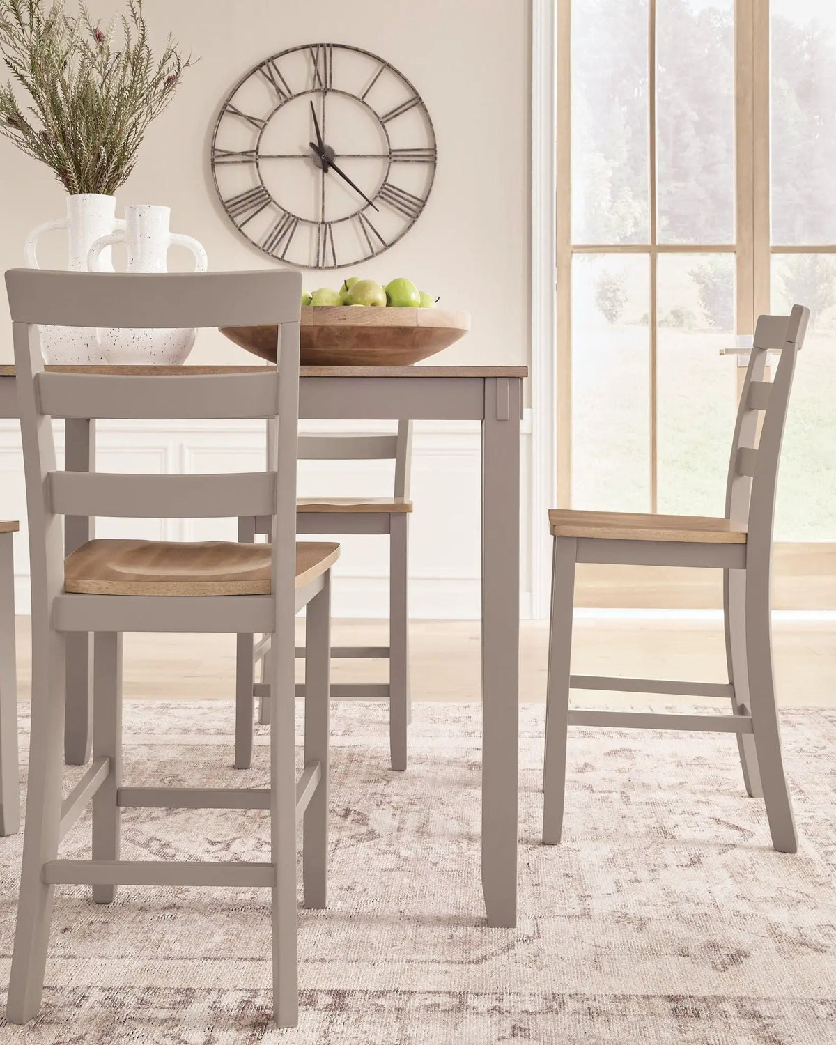 Counter Height Dining Table Set | 5 Piece | Natural And Gray Finish | Set Of 5
