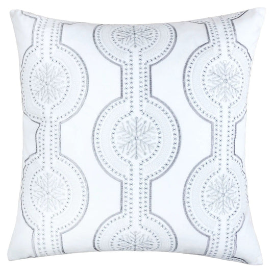 Holiday Throw Pillow | Snowflake Embroidery | Deep Royal Fabric | 20 x 20 Inch