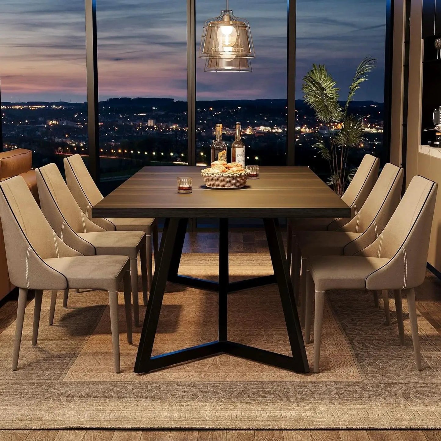 70.86 Inch Black Dining Table For 4 To 6 Family Room from PriceLows™