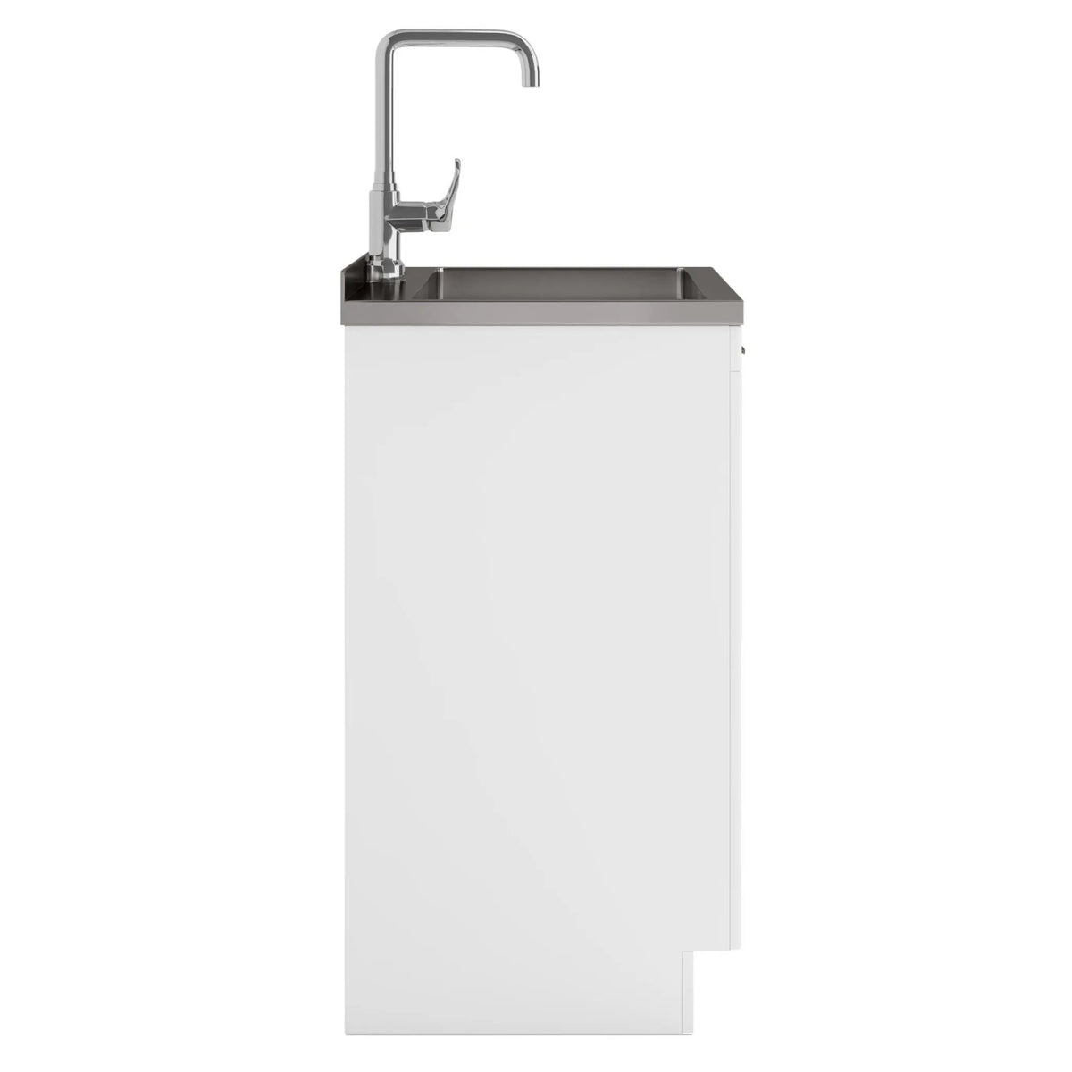Murphy Laundry Cabinet | Faucet And Stainless Steel Sink | Two Doors | Brushed Nickel Hardware