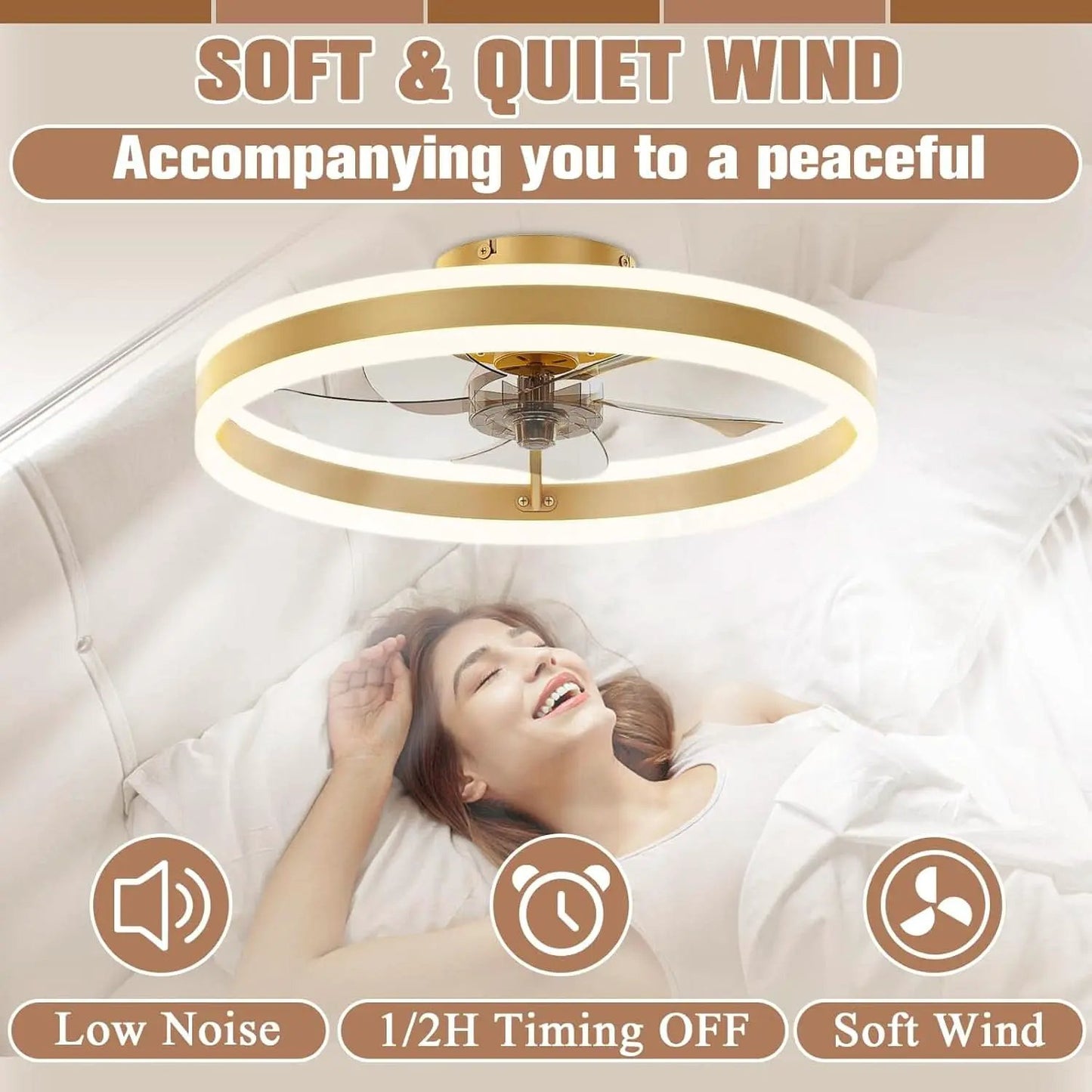 19.7In Low Profile Ceiling Fan With Remote And Dimmable LED from PriceLows™
