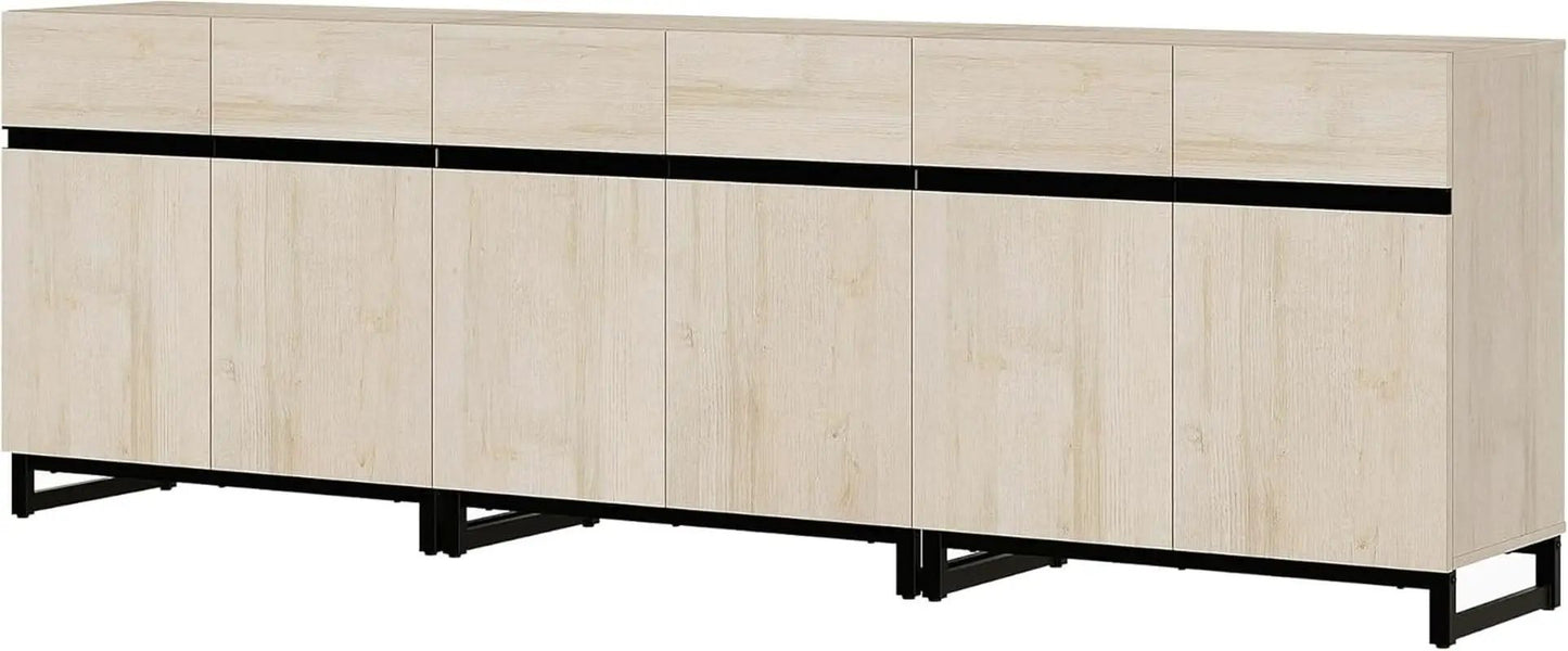 3 In 1 Multifunctional Sideboard Buffet Cabinet With Adjustable Shelves In Light Oak Finish For Living Room from PriceLows™