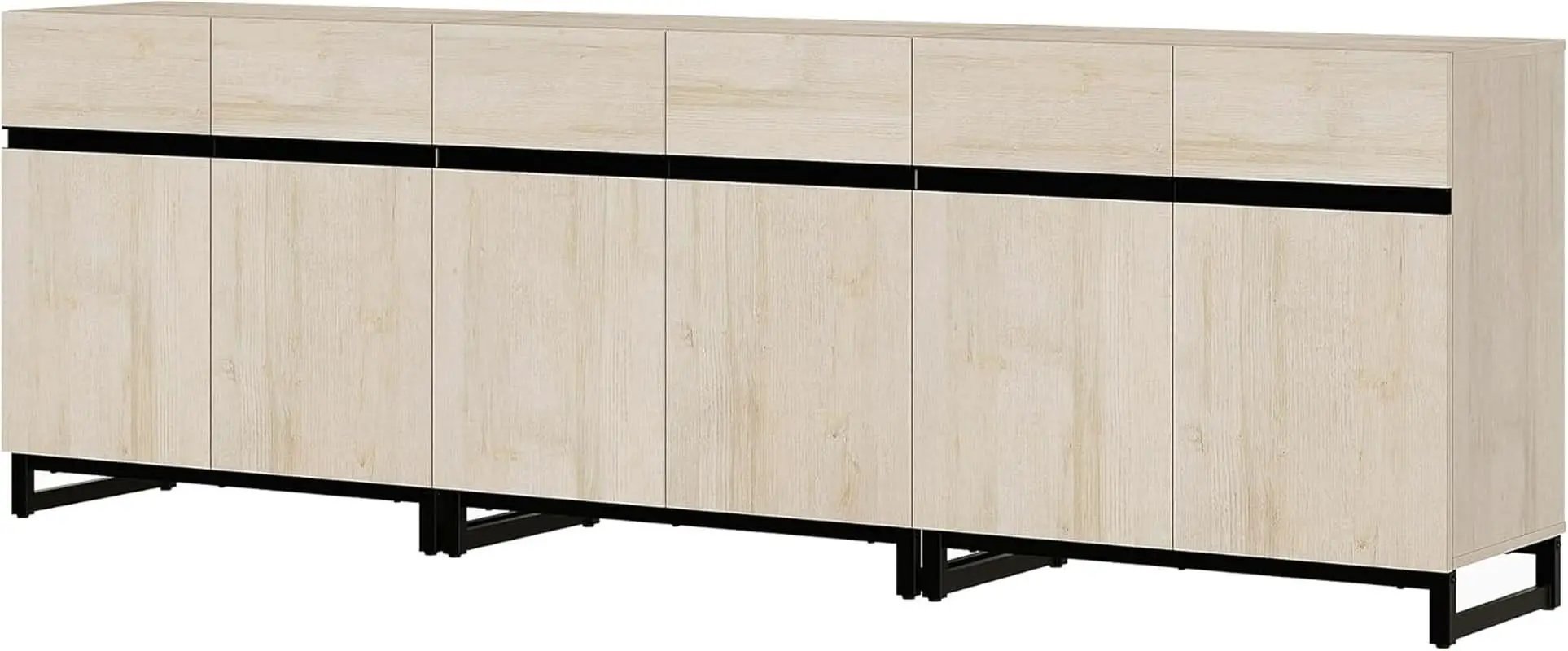 3 In 1 Multifunctional Sideboard Buffet Cabinet With Adjustable Shelves In Light Oak Finish For Living Room from PriceLows™