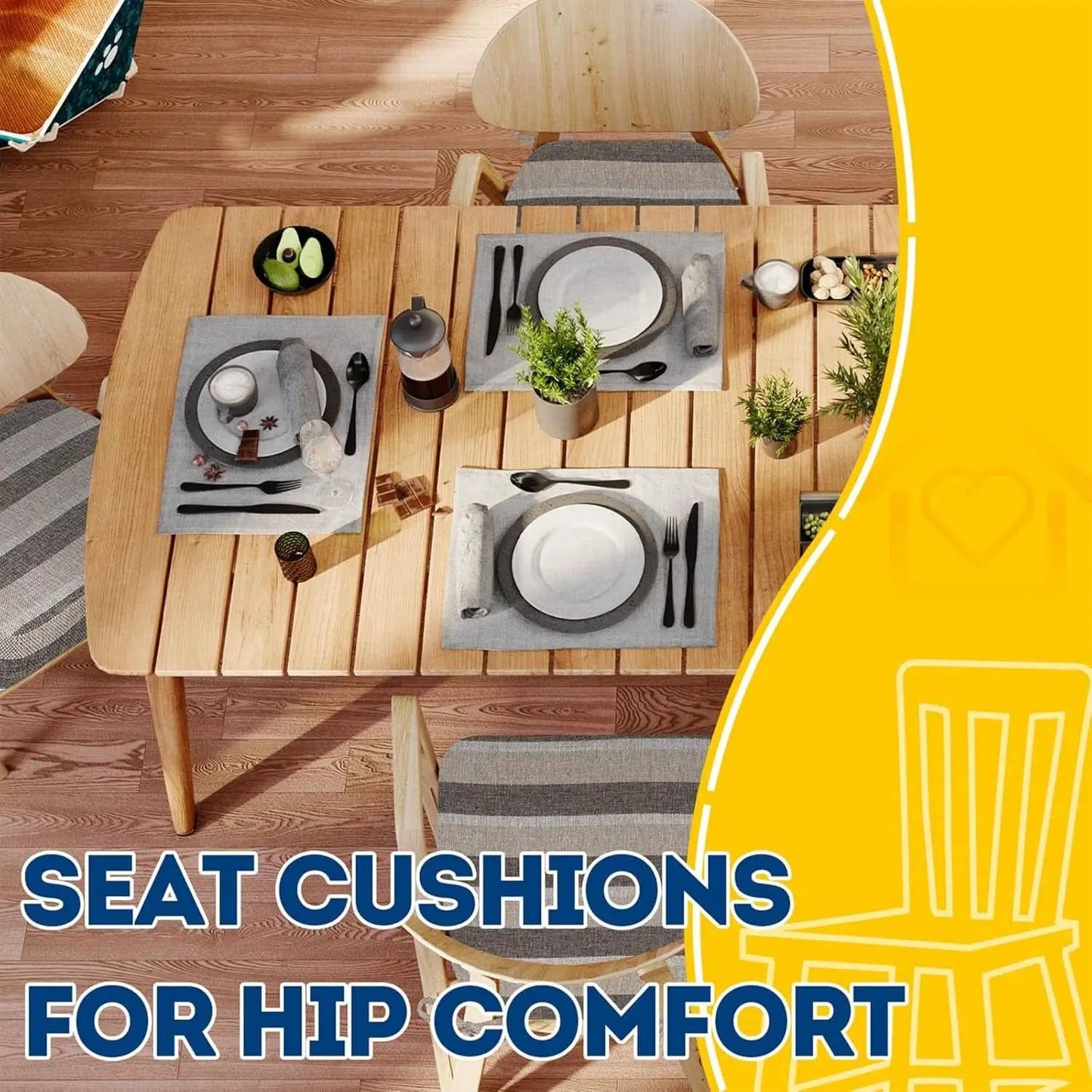 D Shaped Chair Cushions 2 Inch Thick 17 by 16 4 Pack from PriceLows™