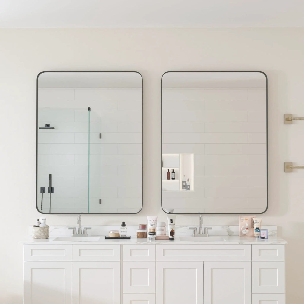 Wall Mirror Rectangular Mirror Metal Framed Mirror Vanity Mirror Dressing Mirror | 2 Pieces | Metal | Bedroom