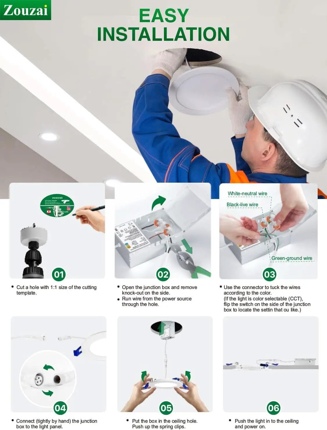 24 Pack 6 Inch LED Recessed Ceiling Light With Junction Box 5CCT Adjustable Dimmable Downlight from PriceLows™