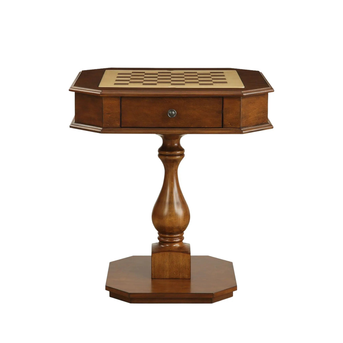 Bishop Chess Checker Game Table | Reversible 3-In-1 Game Tray | Two Drawers | Rich Finish