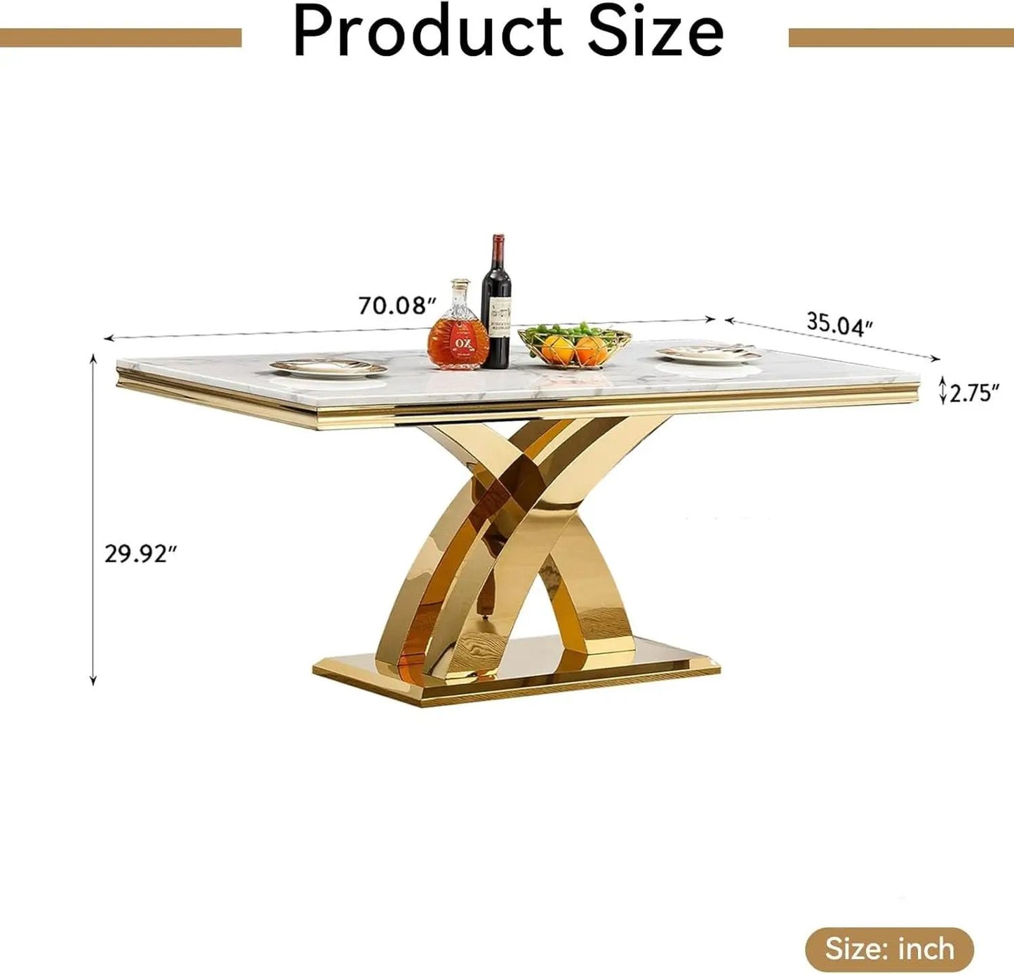 Faux Marble Dining Table 70 Inch With X Pedestal Base from PriceLows™