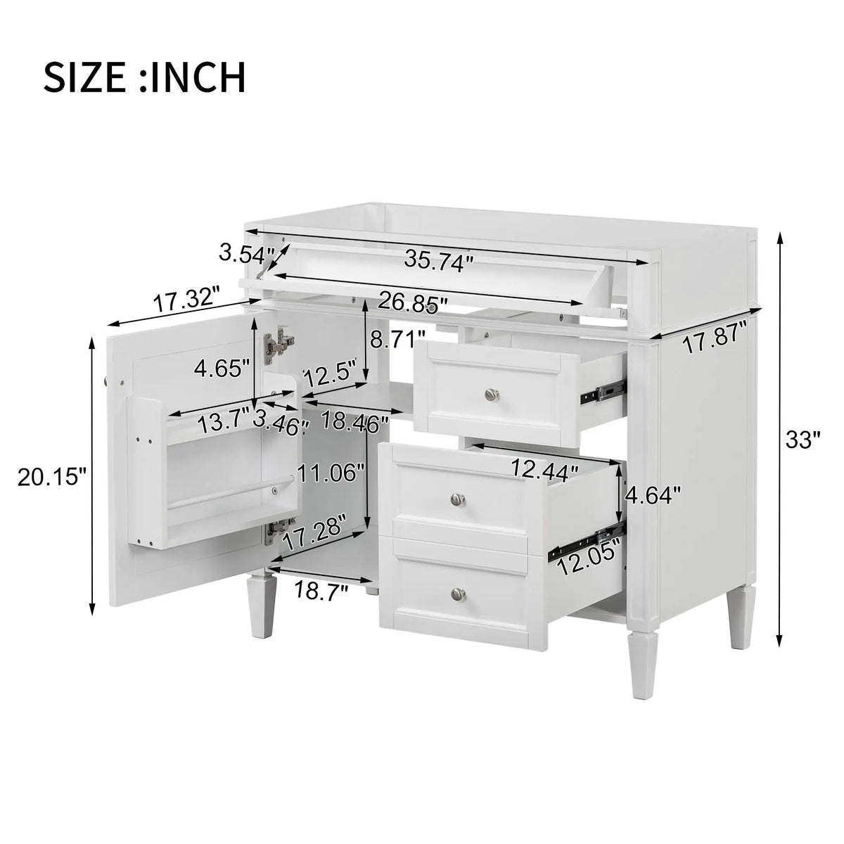 Bathroom Vanity | 3 Drawers | Blue Finish | Tip Out