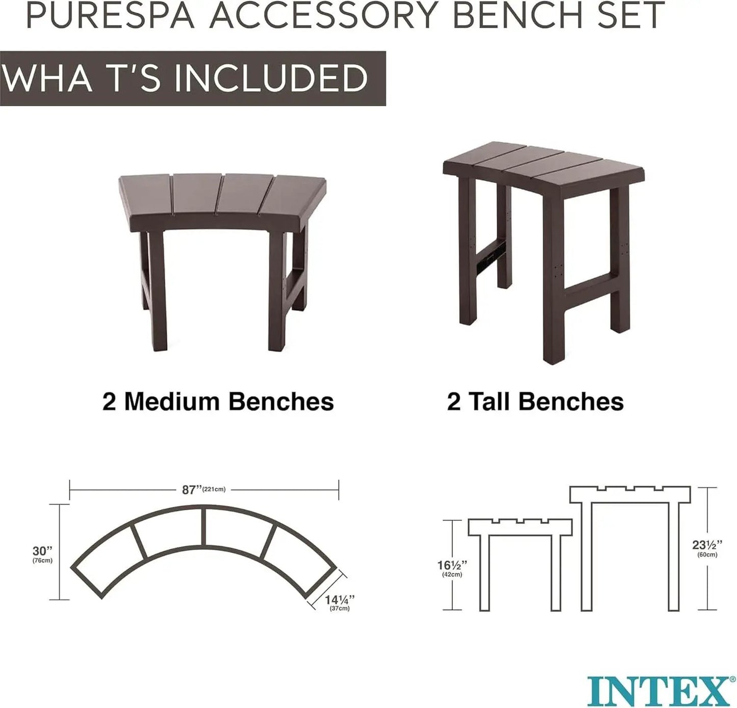 Two Medium Height PureSpa Benches For Four Person Spas Featuring Curved Seating Set from PriceLows™