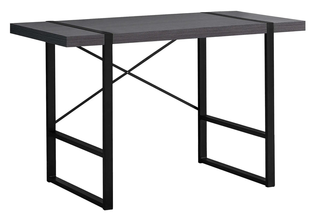 Industrial Design Computer Desk | 49 Inch Width | Thick-Panel Desktop | X-Shaped Metal Bar