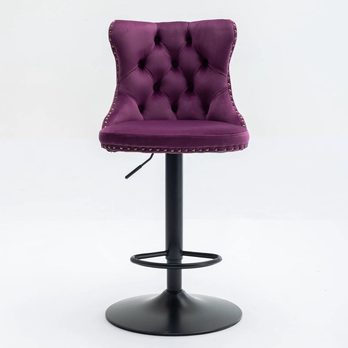Swivel Barstools | Adjustable Height | Tufted Back With Nailheads | Set of 2
