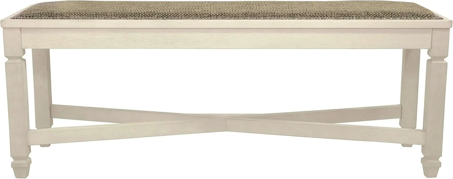 Bolanburg Upholstered Dining Bench Antique White Finish from PriceLows™