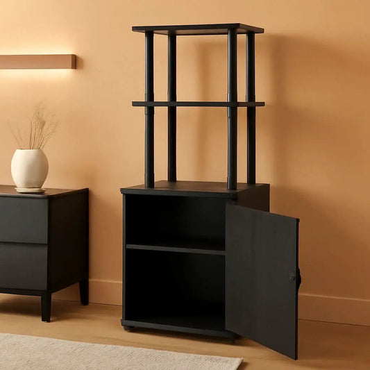Turn N Tube Tall TV Side Table Storage 2 Tier Blackwood from PriceLows™
