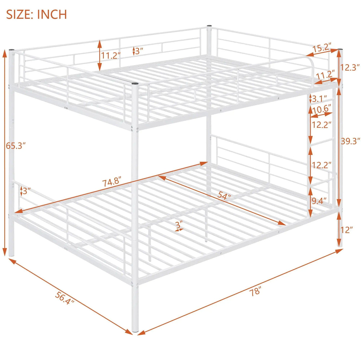 Steel Construction Bunk Bed | 4 Pieces | Steel | Bedroom