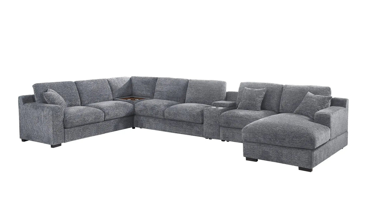 Celine Fabric Corner Sectional Sofa With Right-Facing Chaise, Cupholders, And | 3 Pieces | Fabric | Living Room