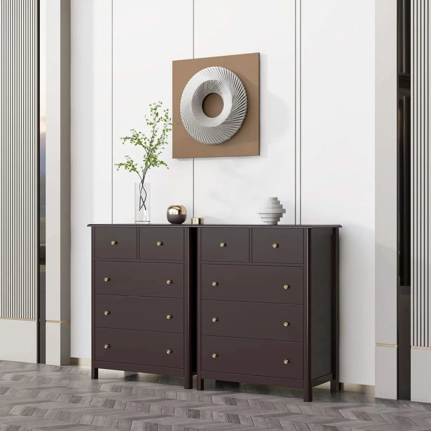 Dark Brown Modern 5 Drawer Chest of Drawers for Bedroom from PriceLows™