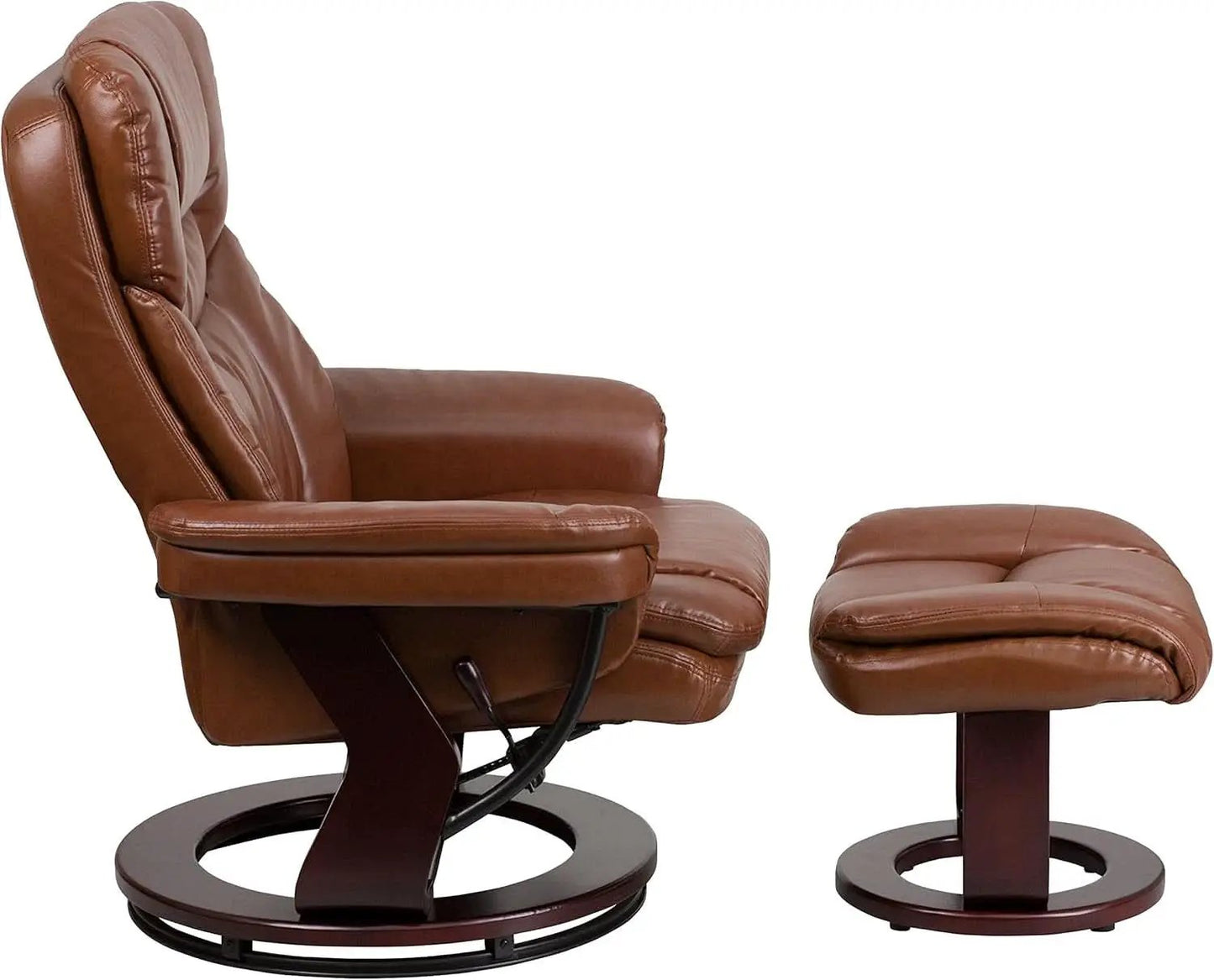 Allie Leathersoft Upholstered Recliner With Ottoman Brown from PriceLows™