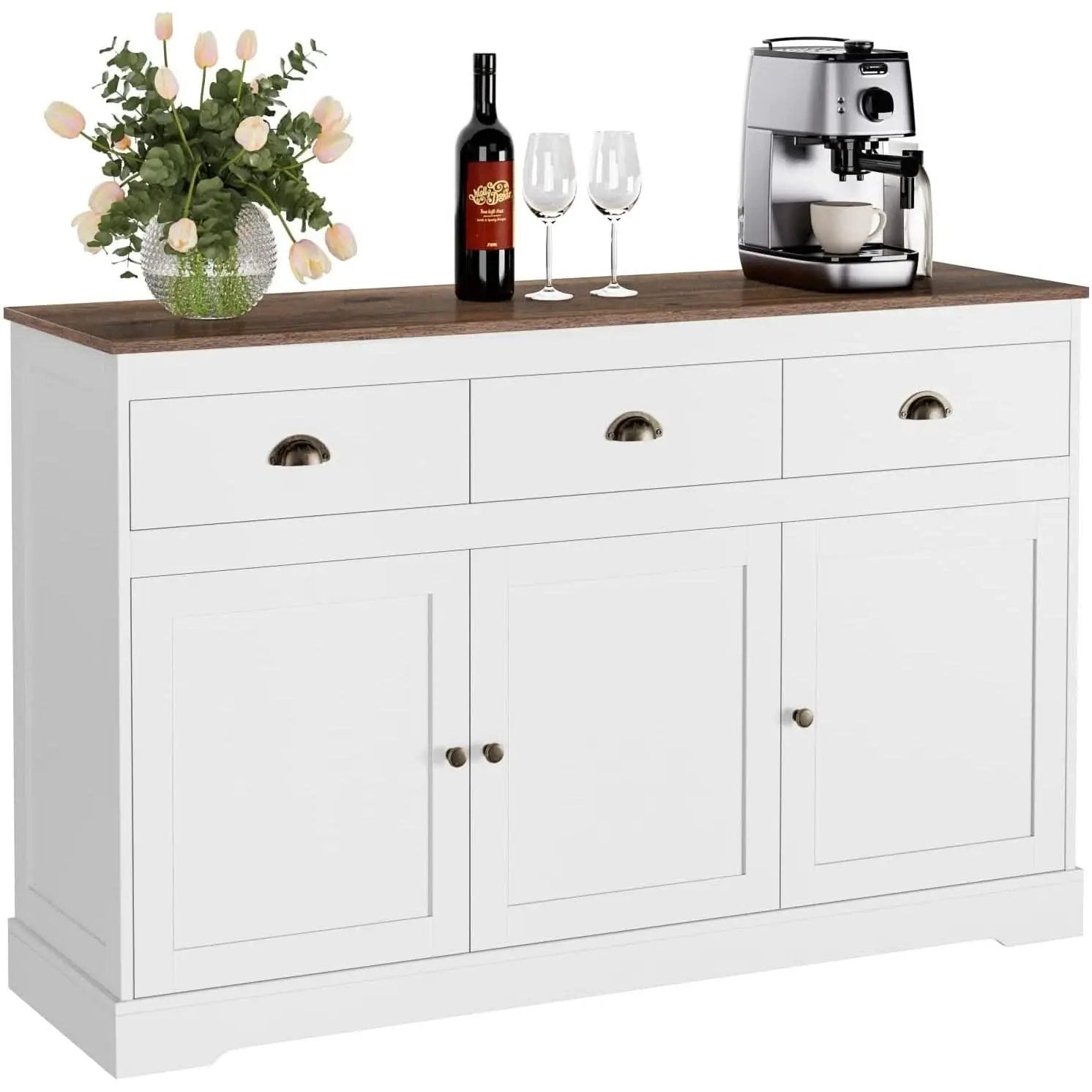 Farmhouse Buffet Cabinet With Adjustable Shelves 53 Inch Length from PriceLows™