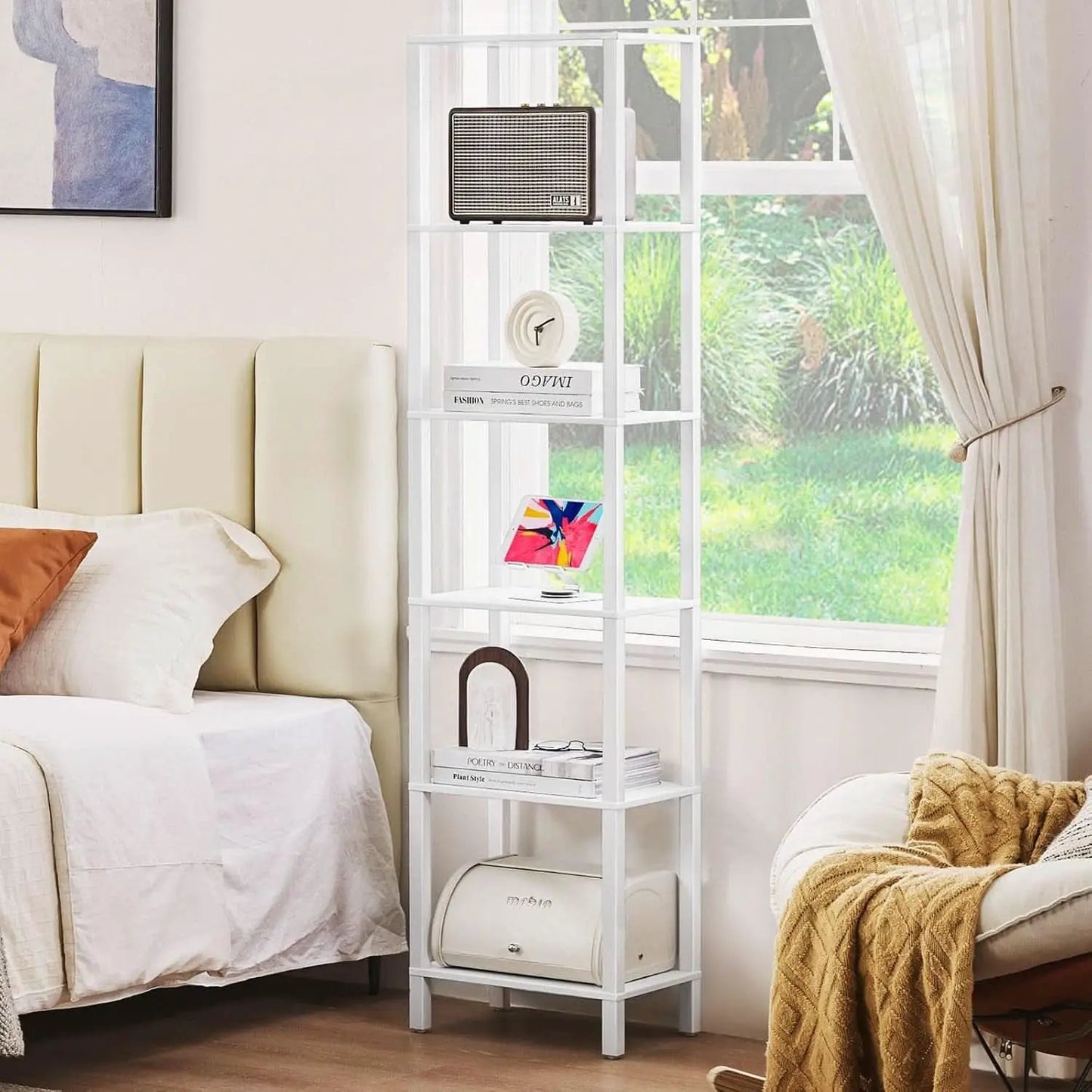 66 Inch Tall Bookshelf 6 Tier Slim Storage Display from PriceLows™