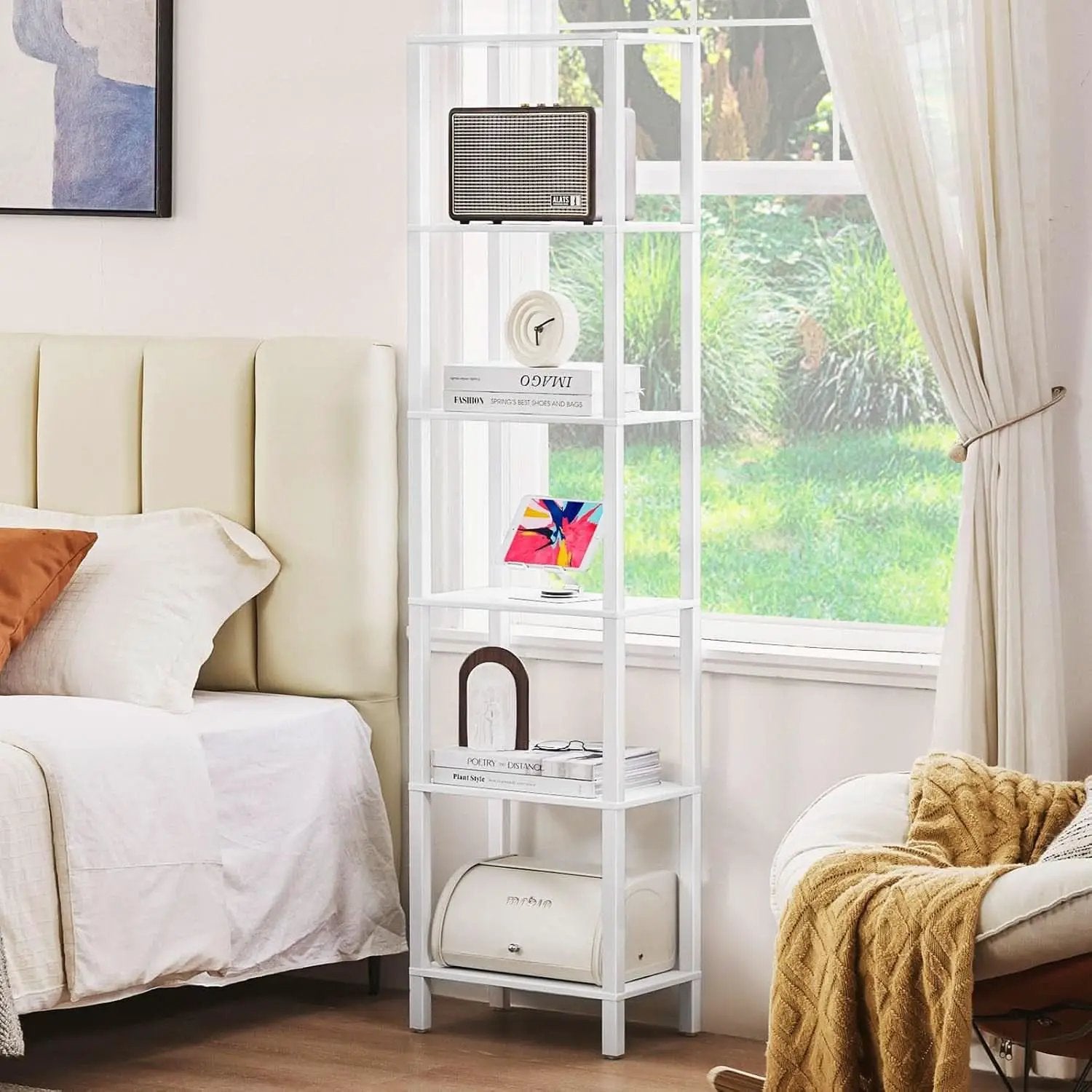 66 Inch Tall Bookshelf 6 Tier Slim Storage Display from PriceLows™