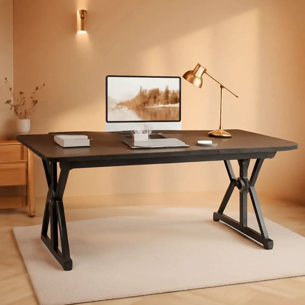 70.8 Inch Large Executive Desk Black Oak Wood Office Desk from PriceLows™