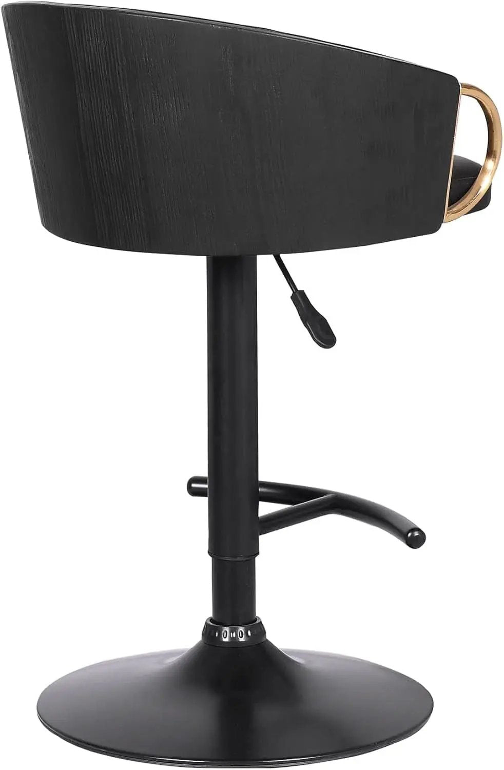 Adjustable Black Faux Leather Swivel Barstool with Gold Accents from PriceLows™