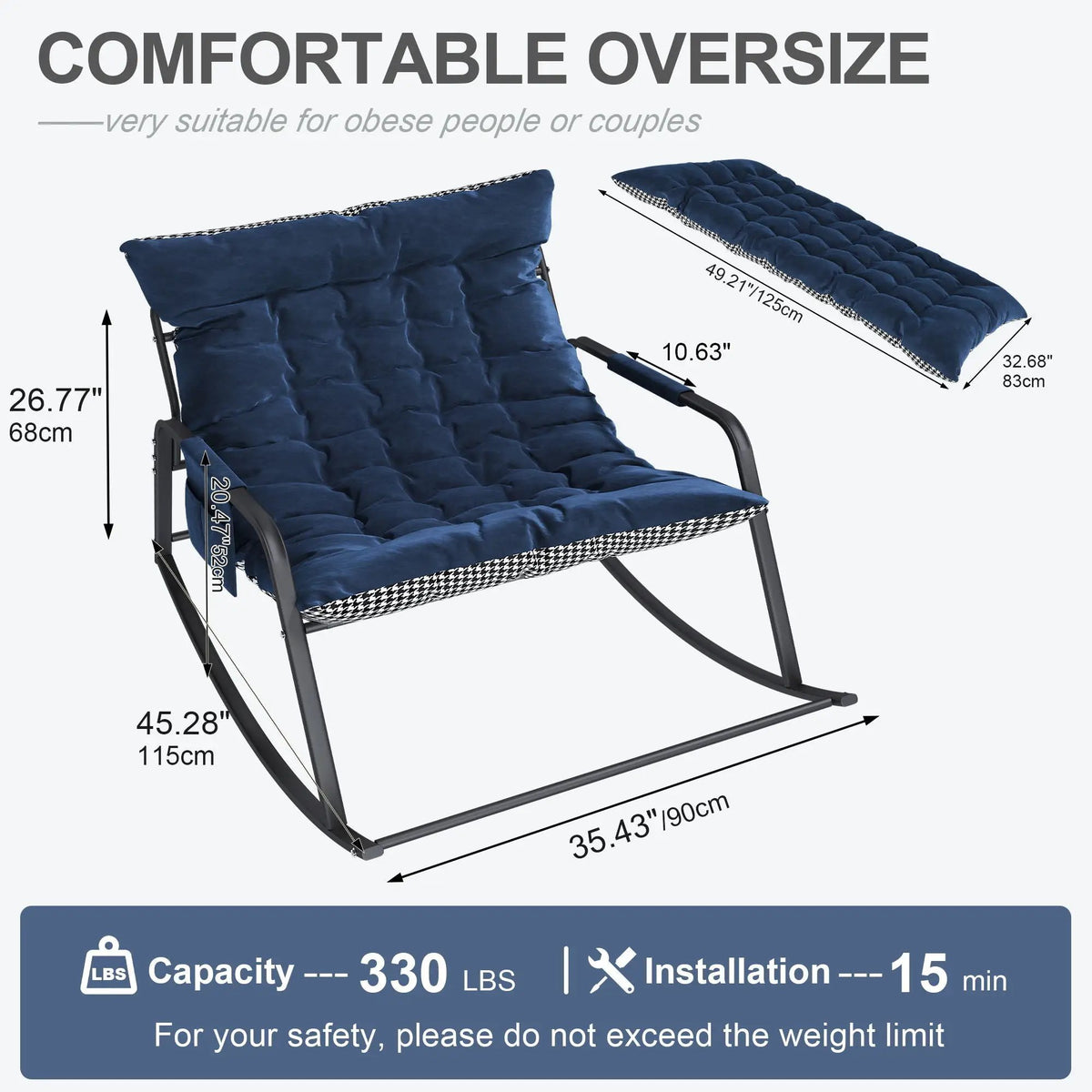 Rocking Chair With Storage | Cushions And Armrests | Quick-Recovery Cushion | All-Weather Indoor Outdoor