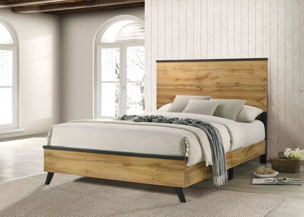 Kaywood 52-inch Eastern King Panel Bed Natural Pine | 78.25 x 85.25 x 51.5 in | Engineered Wood & Veneer | Bedroom
