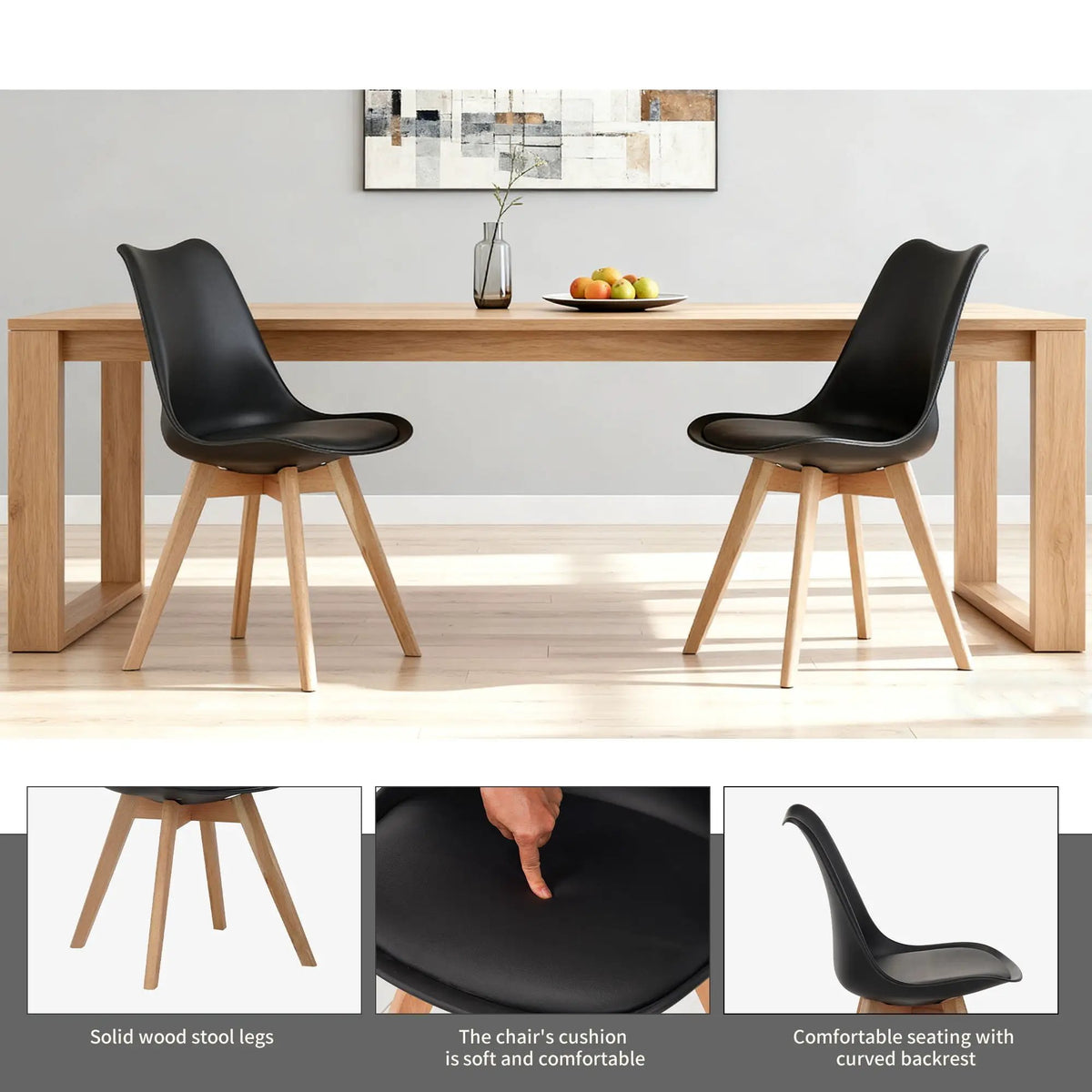 Medieval Dining Chairs | Set Of 4 | Reinforced Wooden Legs | Thickened Cushion