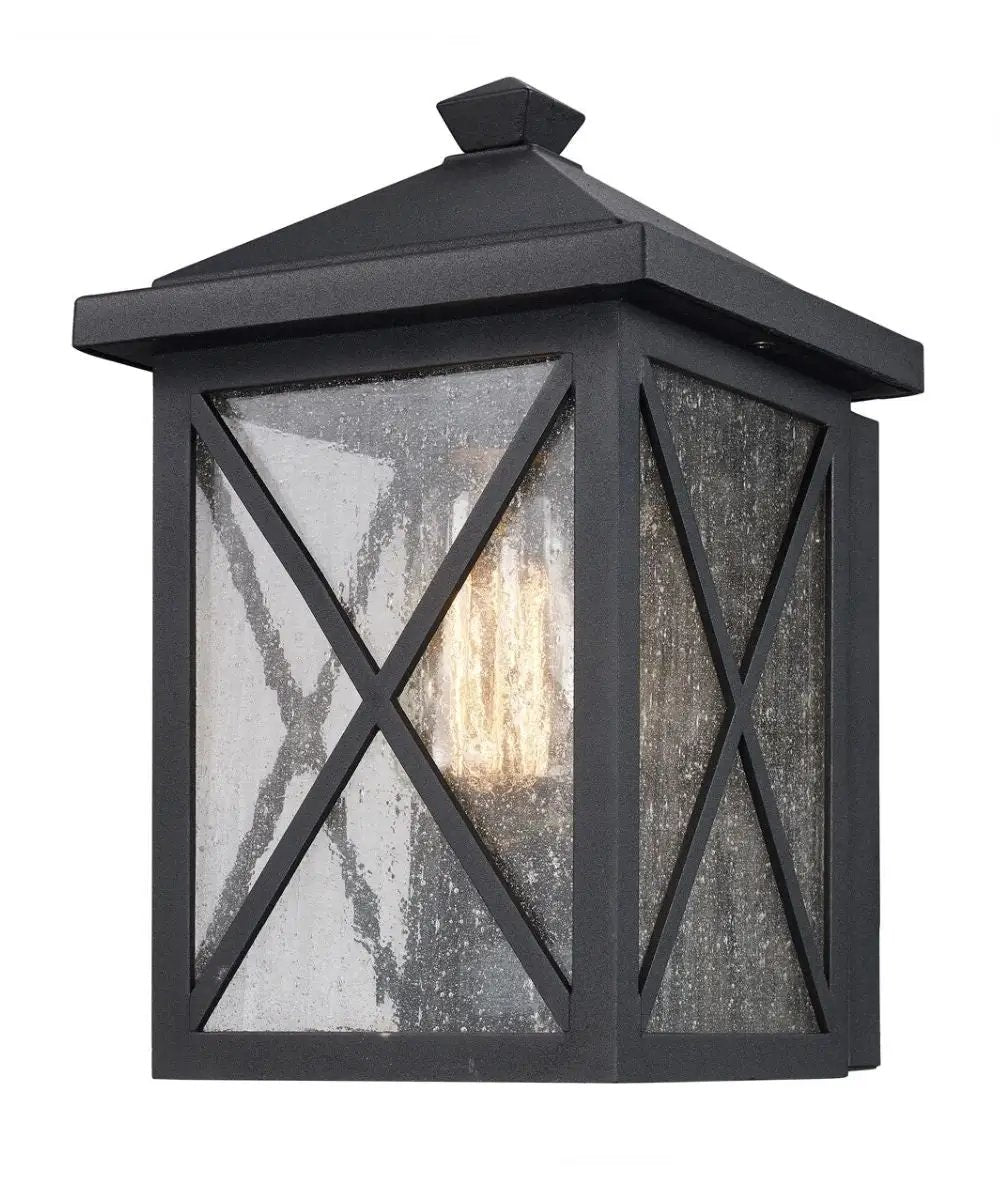 Outdoor Wall Lantern | 10 Inch High | Seeded Glass Shade | 1 Light