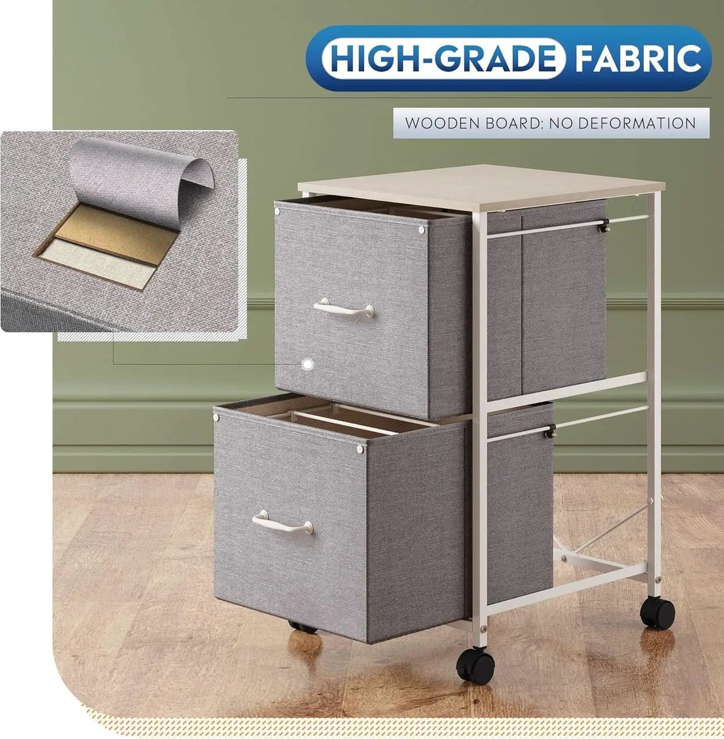 Light Grey 2 Drawer Mobile File Cabinet Rolling Printer Stand Fits A4 Or Letter Size from PriceLows™