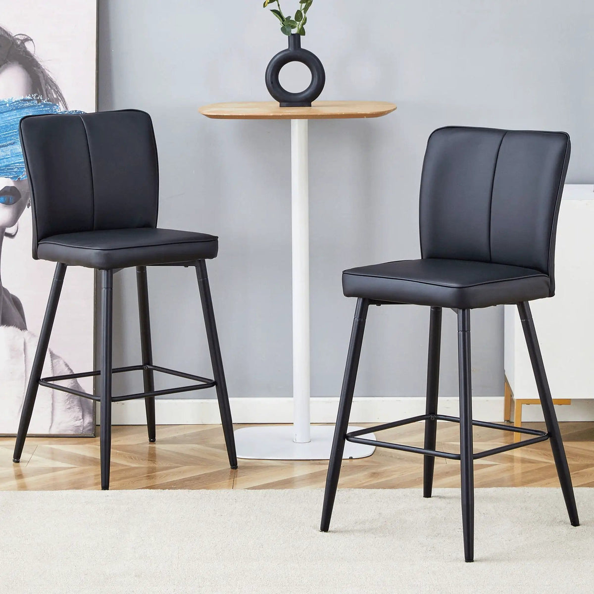 Modern Style Chair With Sleek Backrest Design (Set of 2) | 17.3 x 17.3 x 39.7 in | Metal | Dining Room