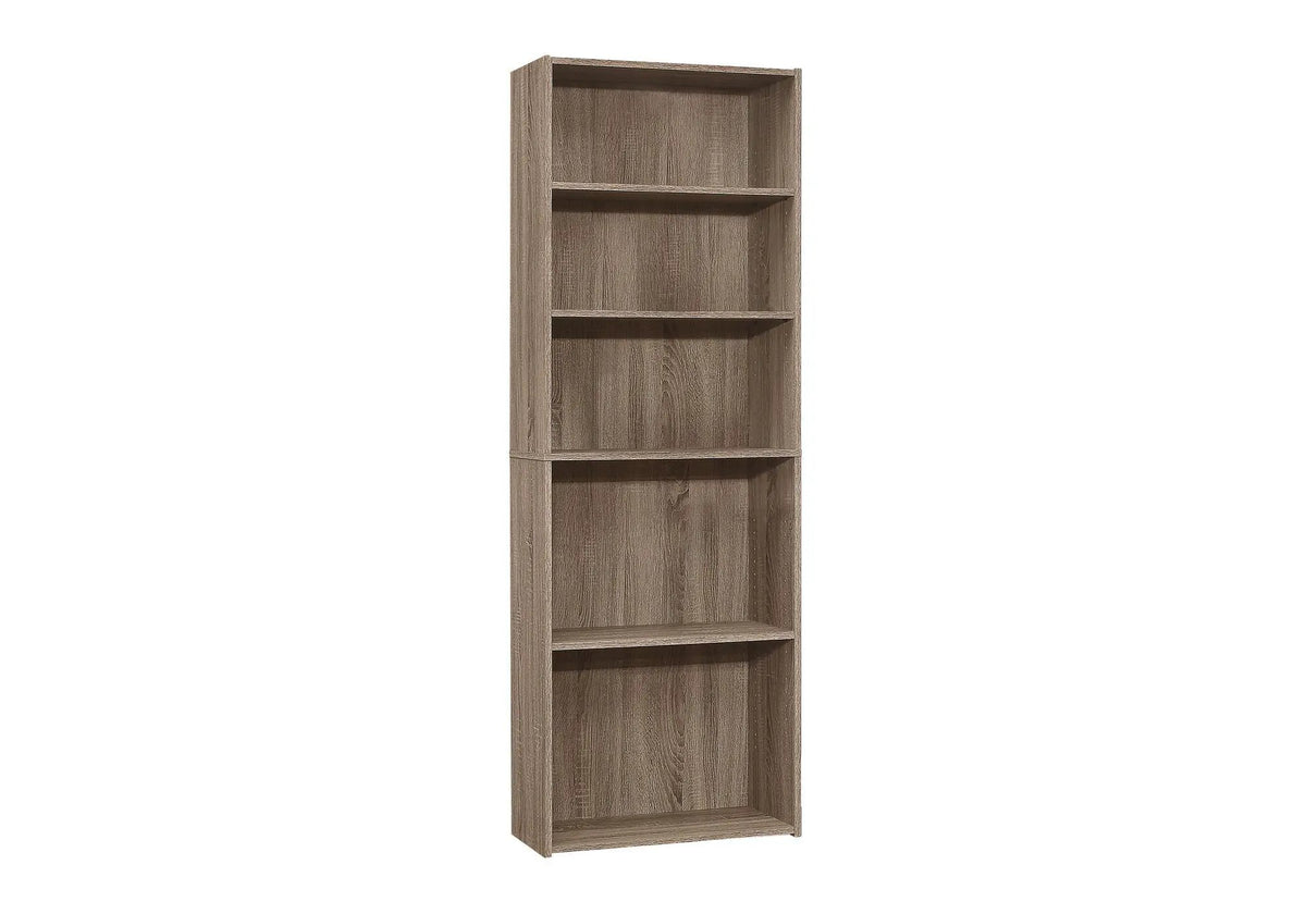 6 Tier Bookshelf | Transitional Style | 3 Adjustable Shelves | 71.25 Inch Height