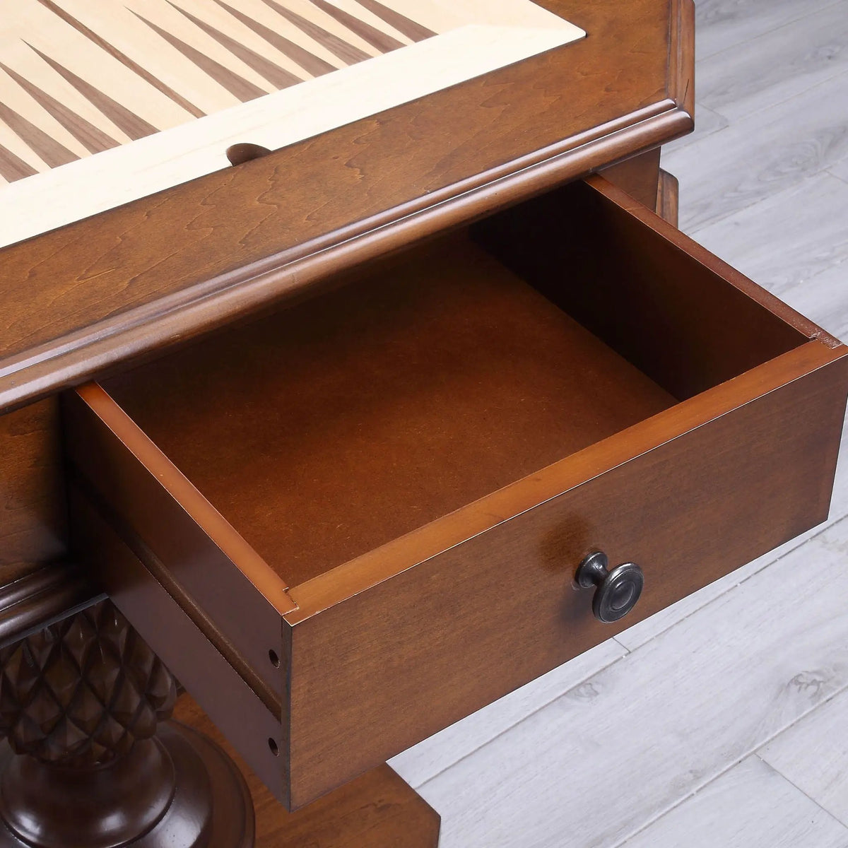 Bishop Cherry Chess Checker Game Table | Reversible Game Tray | Two Storage Drawers | Classic Design