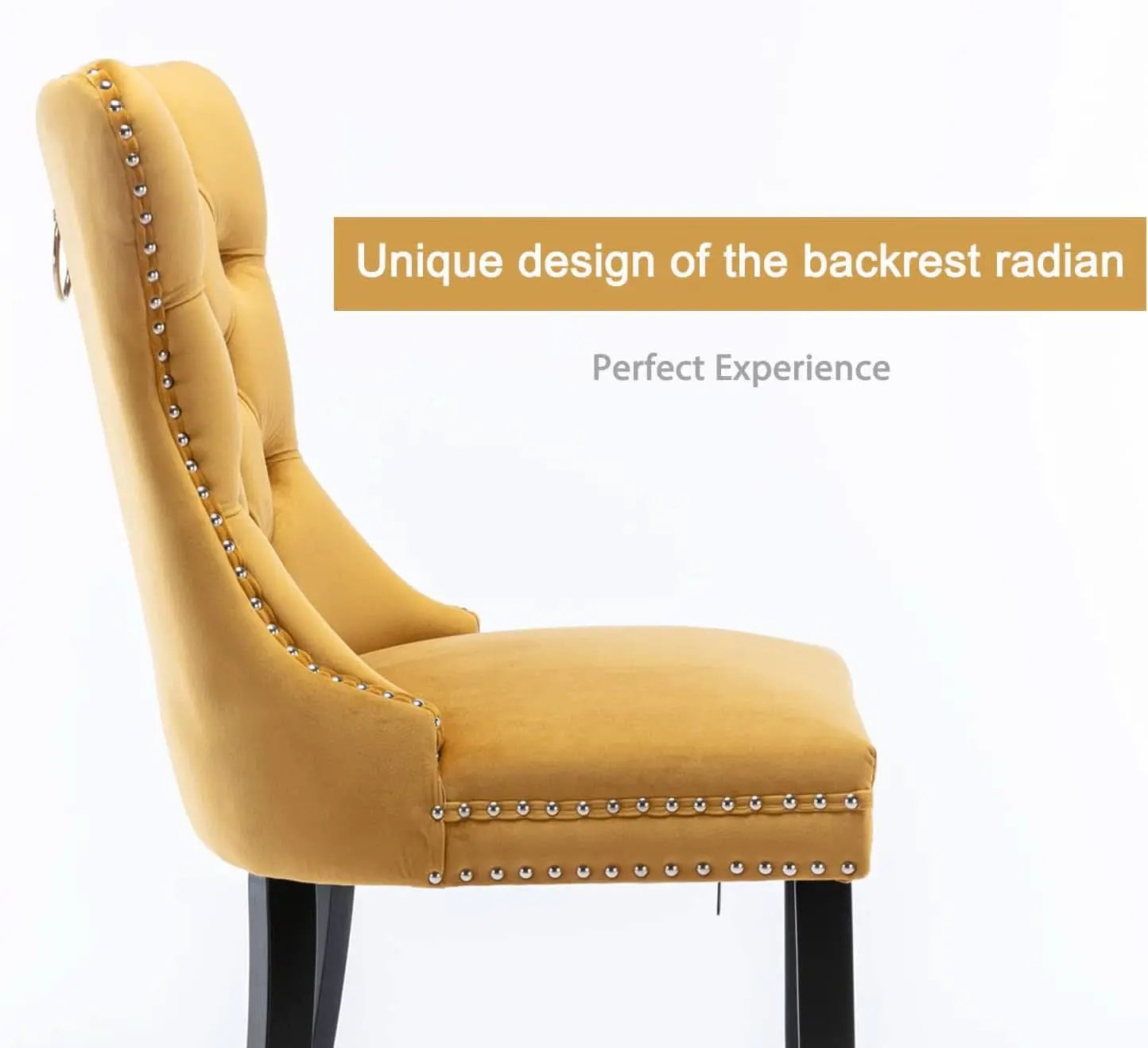 Velvet Tufted Dining Chairs Set Of Four Gold Finish from PriceLows™