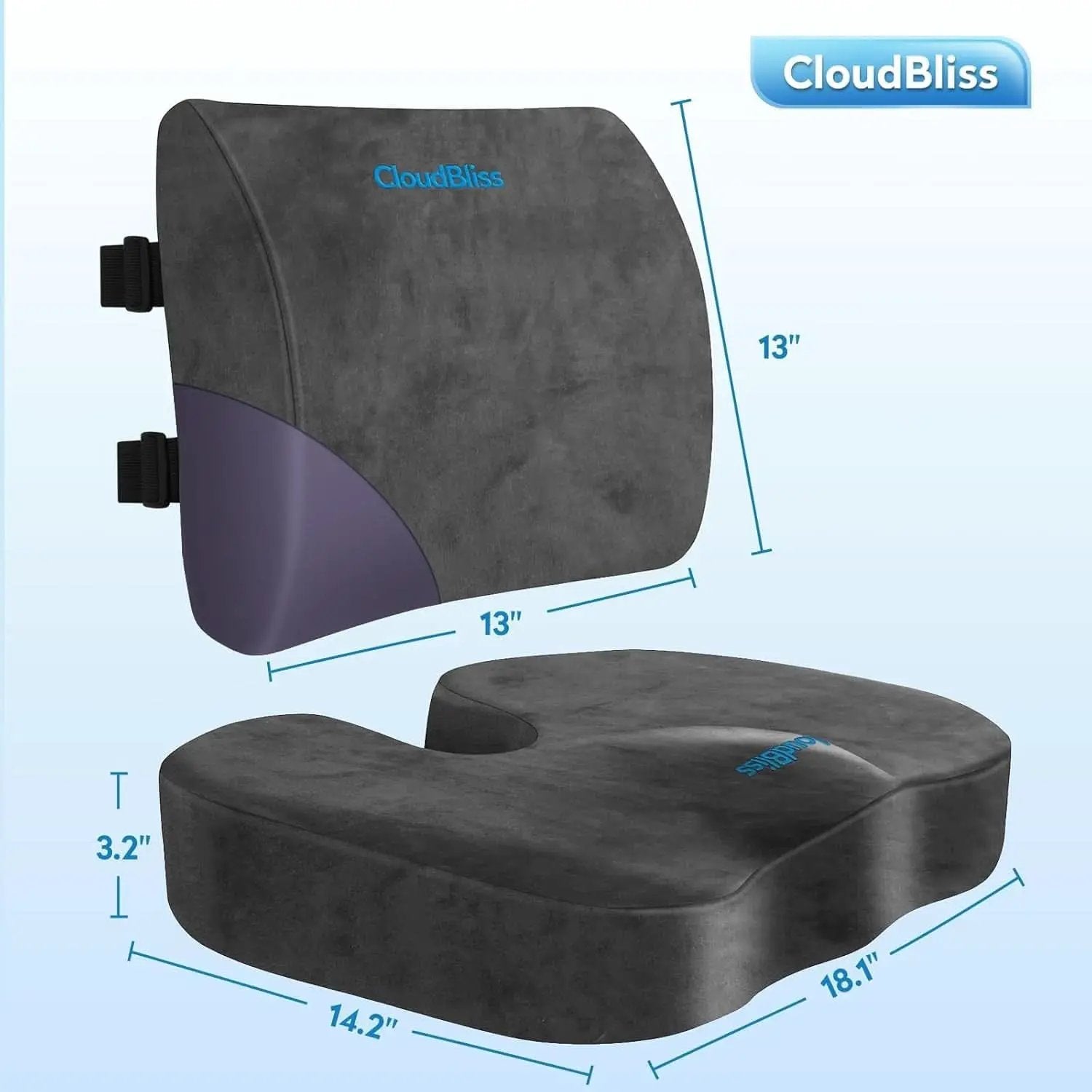 Ergonomic Memory Foam Seat Cushion Grey For Office Chair from PriceLows™