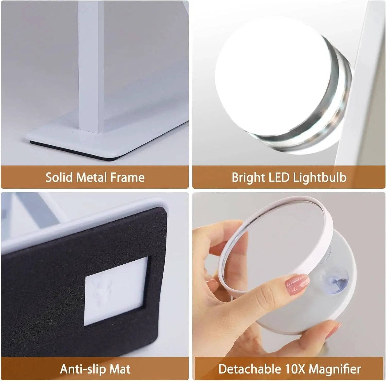 White Vanity Mirror With Light 10X Magnification LED from PriceLows™