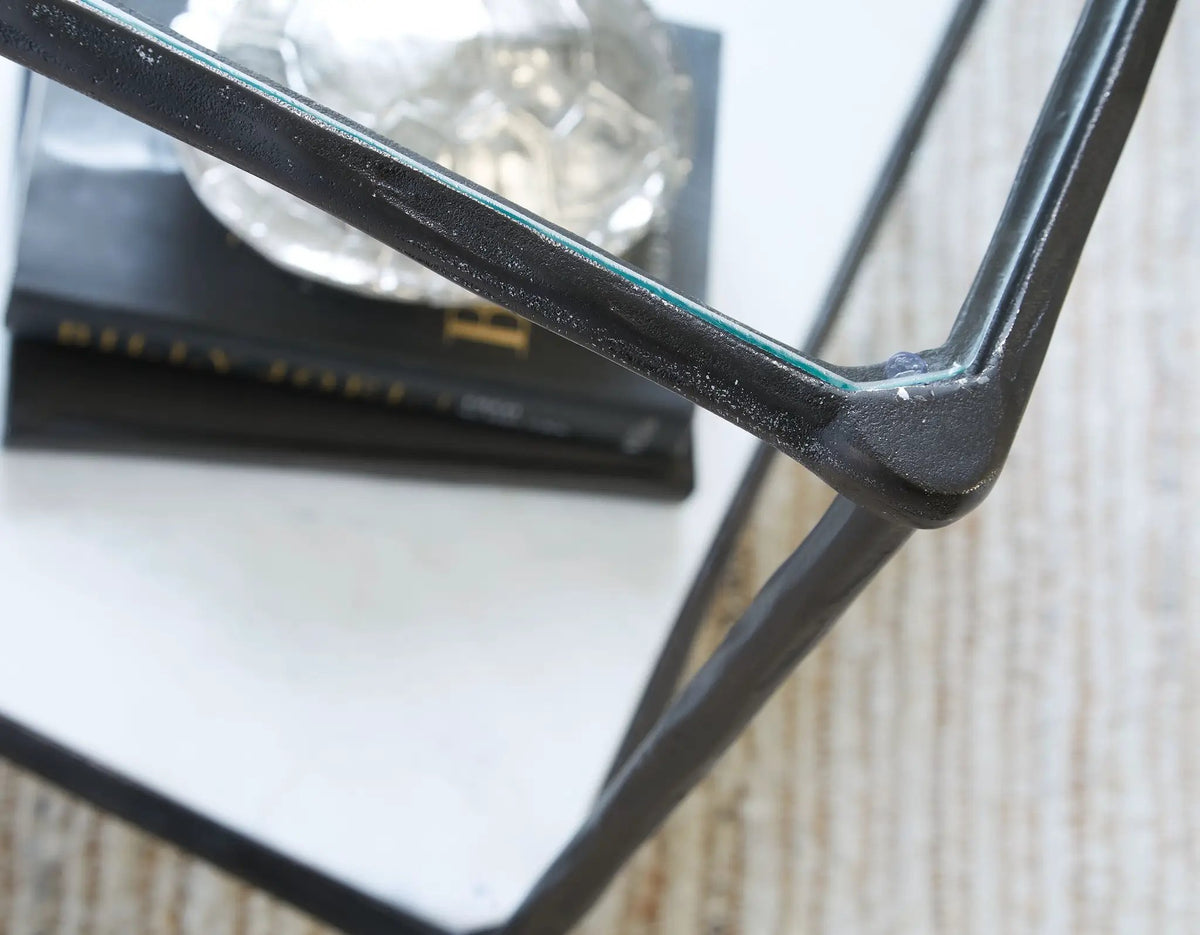 Ryandale Accent Table | Glass Tabletop | Classic Design | Textural Base