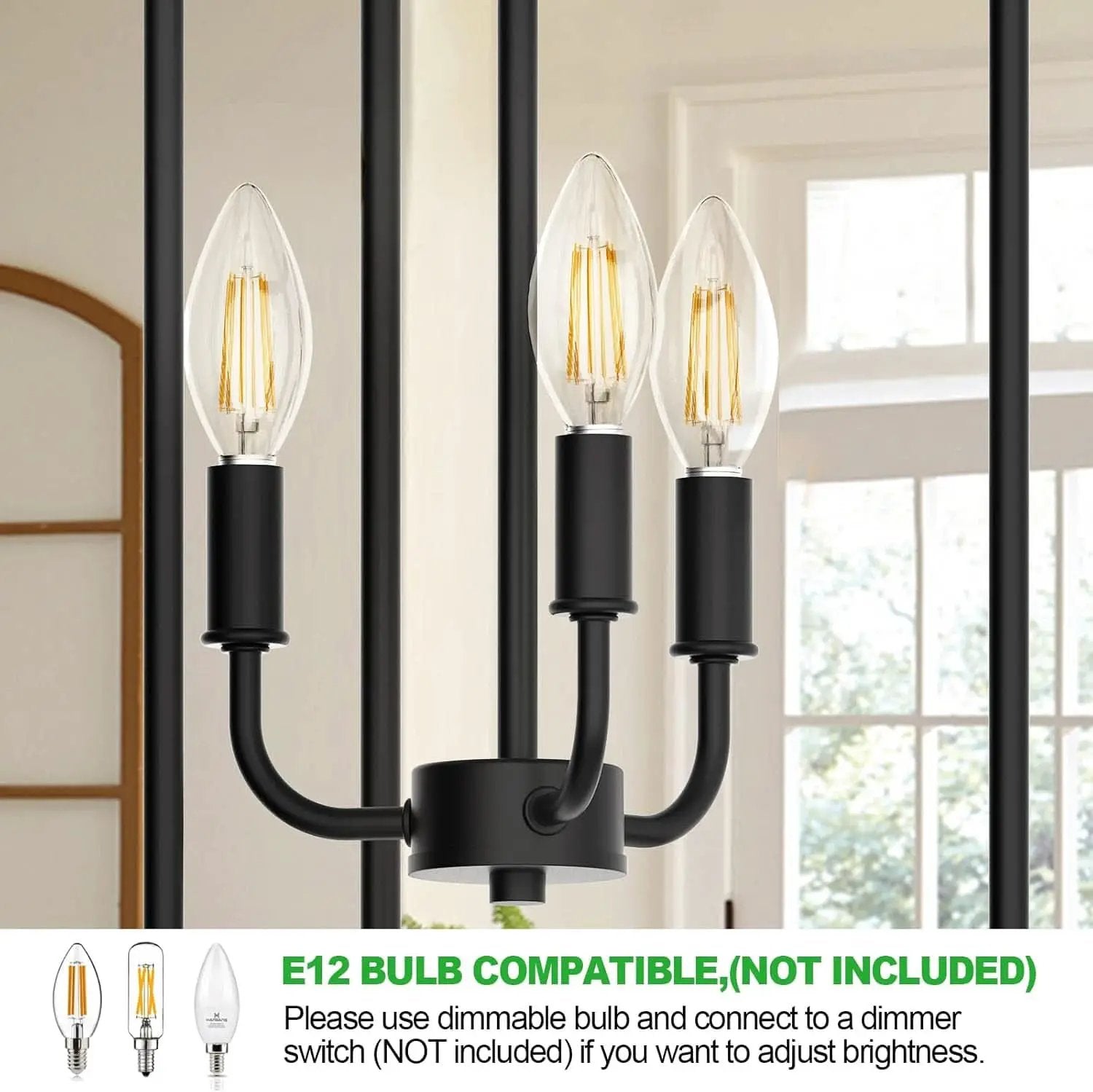 Three Light Matte Black Farmhouse Pendant Chandelier from PriceLows™